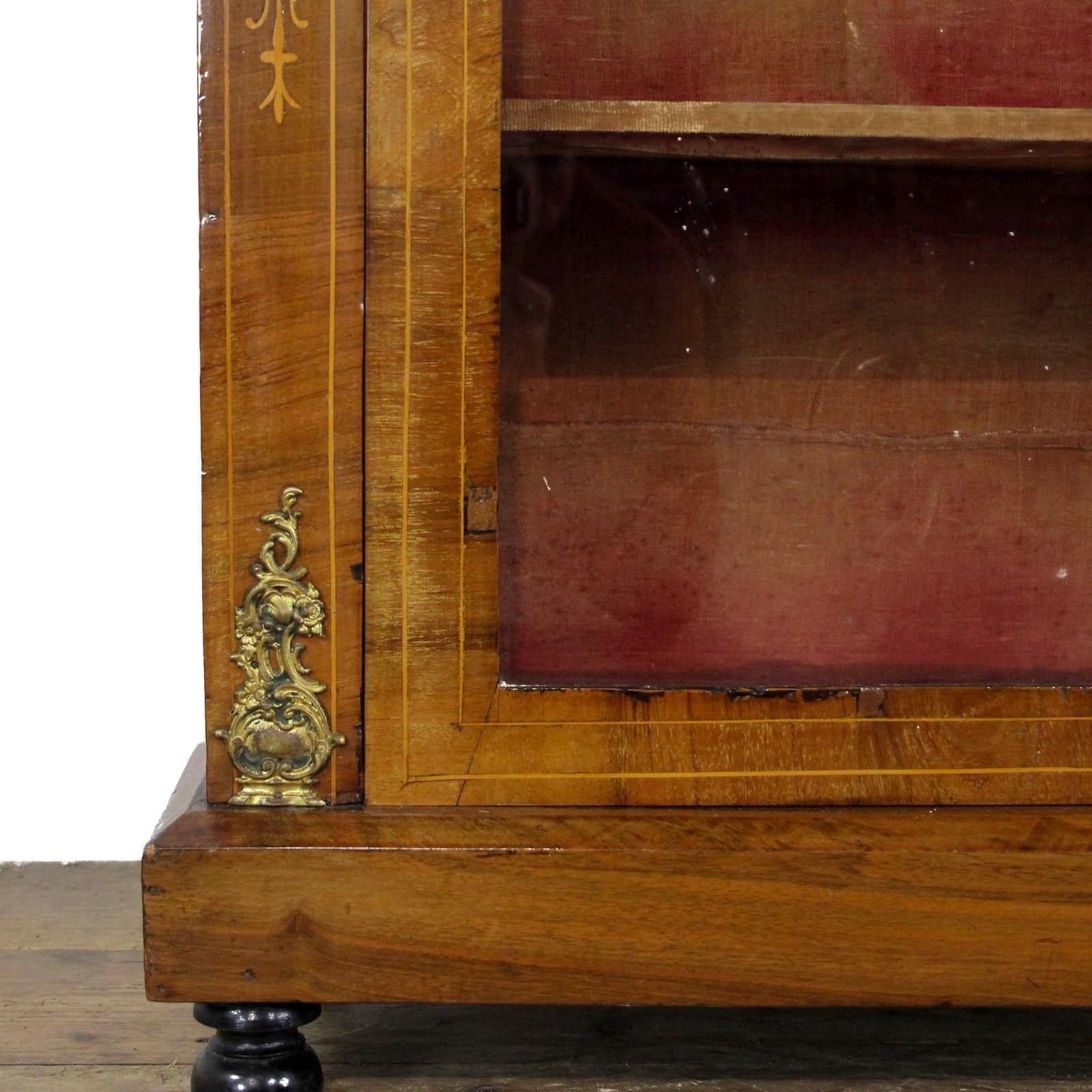 Antique Walnut Inlaid Pier Cabinet | Display Cabinet | Antique Cabinet | Antique Storage | Display Cabinet (M 6513) photo vintage