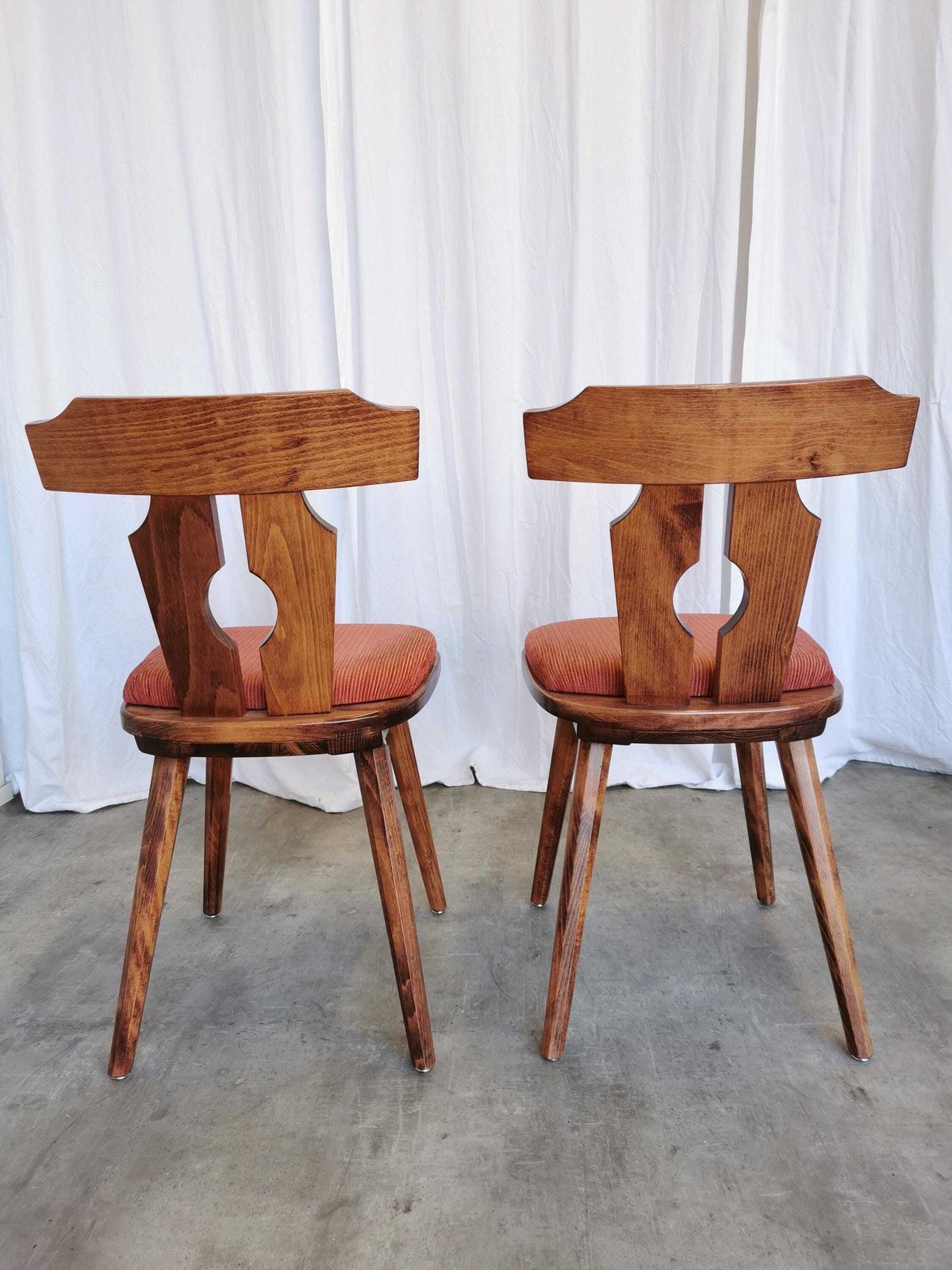photo for sale 1 Of 2 Vintage Tyrolean Wooden Dining Chairs, Austrian Farmhouse Alpine Style Chairs, 1970s