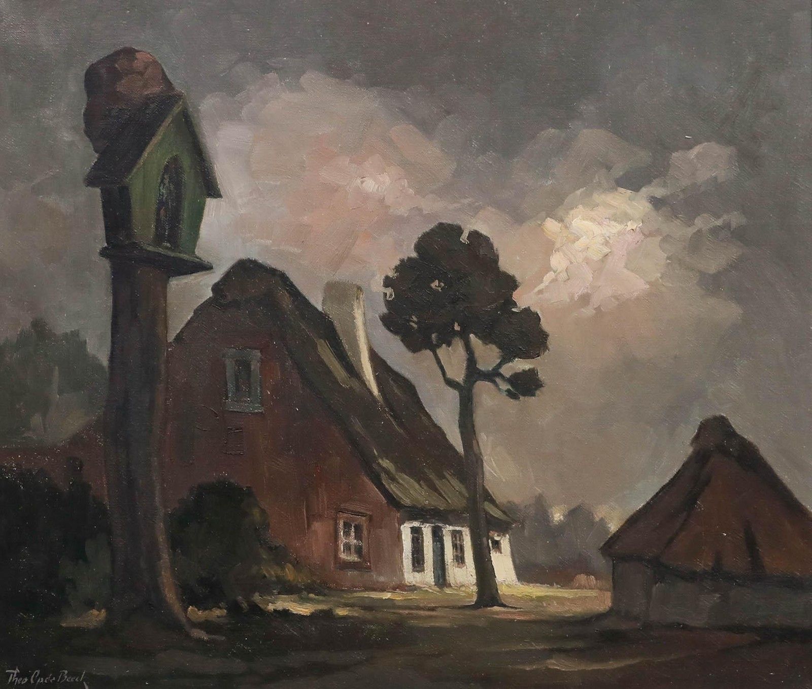Theodore Op De Beeck (1901 1993) Mid 20th Century Oil, Kempen Farm photo furniture
