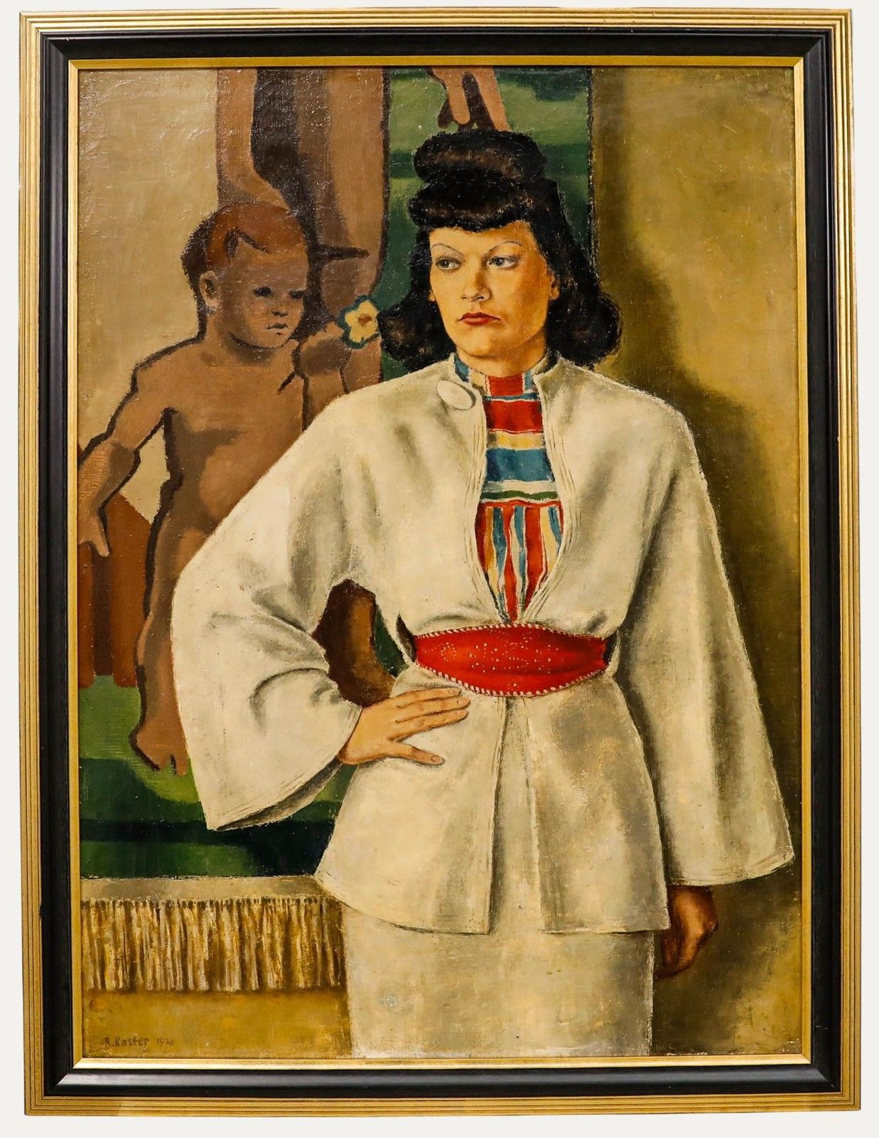 Rudolf Kaster (1914 2003) Framed 1940 Oil, Portrait Of A Lady