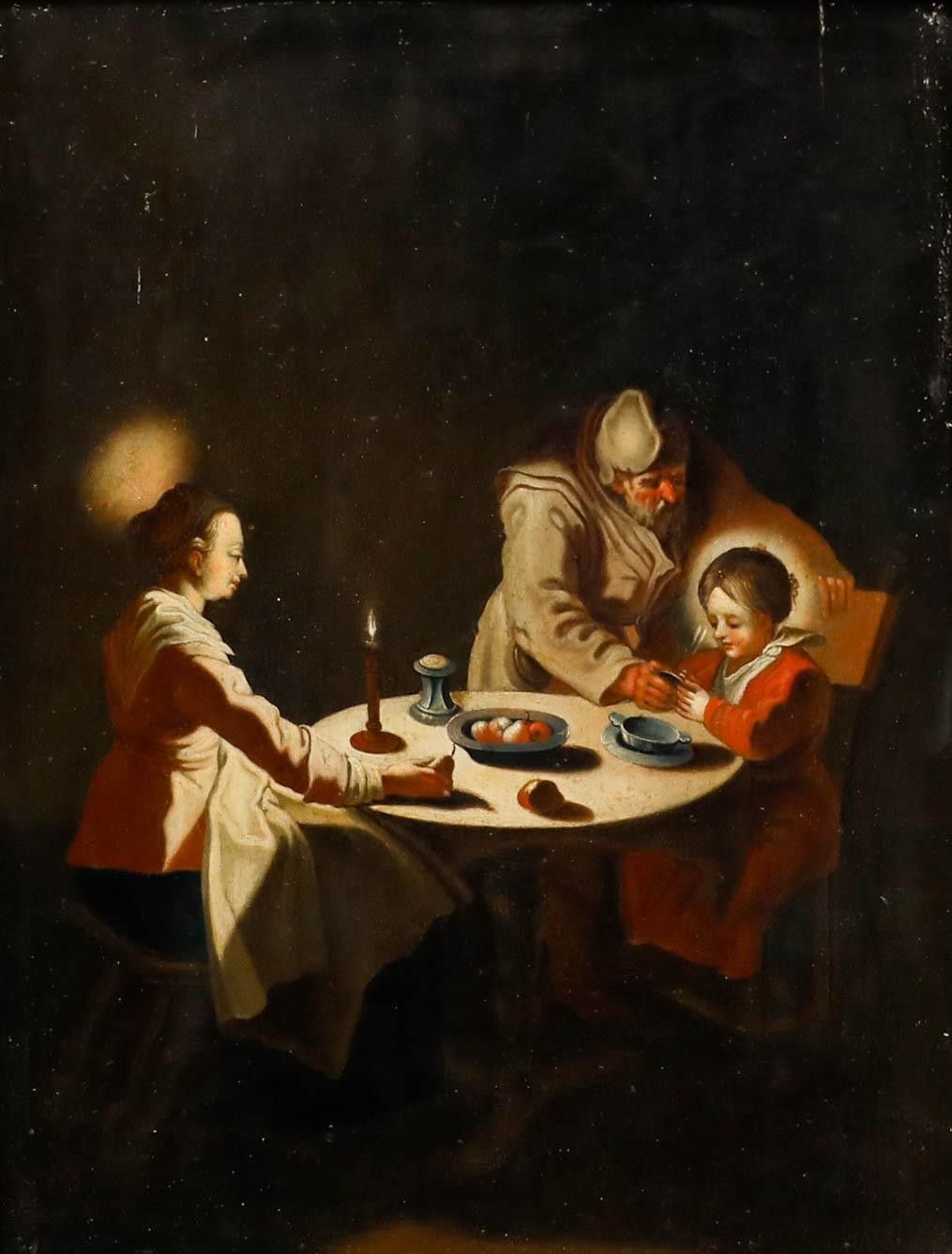 After Jean Le Clerc (C. 1588 1633) Fine 19th Century Oil, The Blessing photo furniture