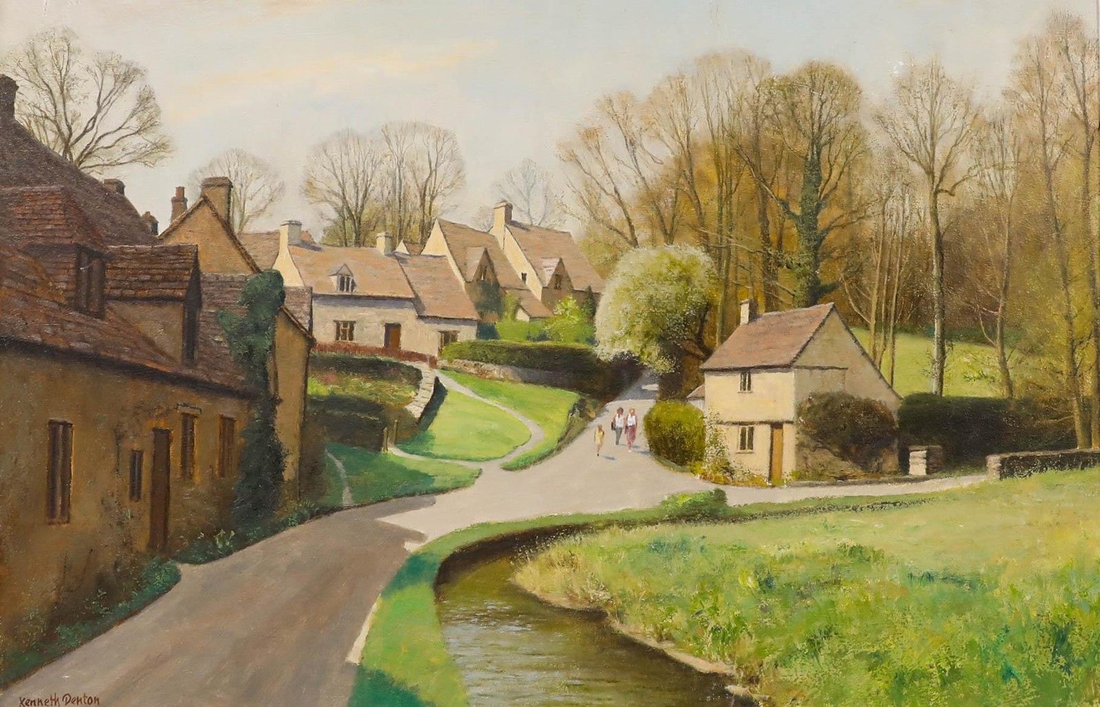 Kenneth Raymond Denton (1932 2024) Framed Oil, Early Spring, Bibury photo furniture
