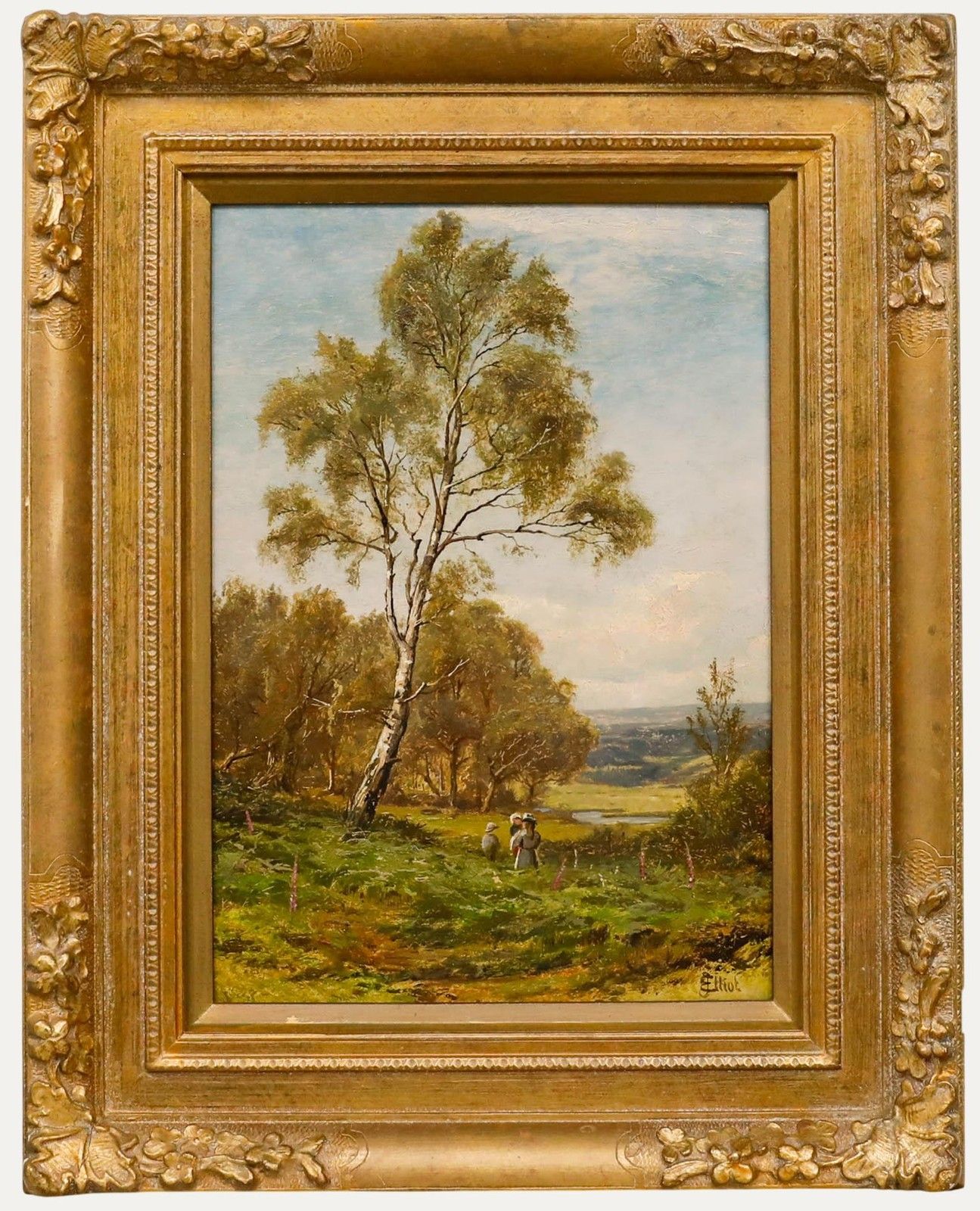 James Elliot (B.1850) Framed Late 19th Century Oil, A Walk In The Country