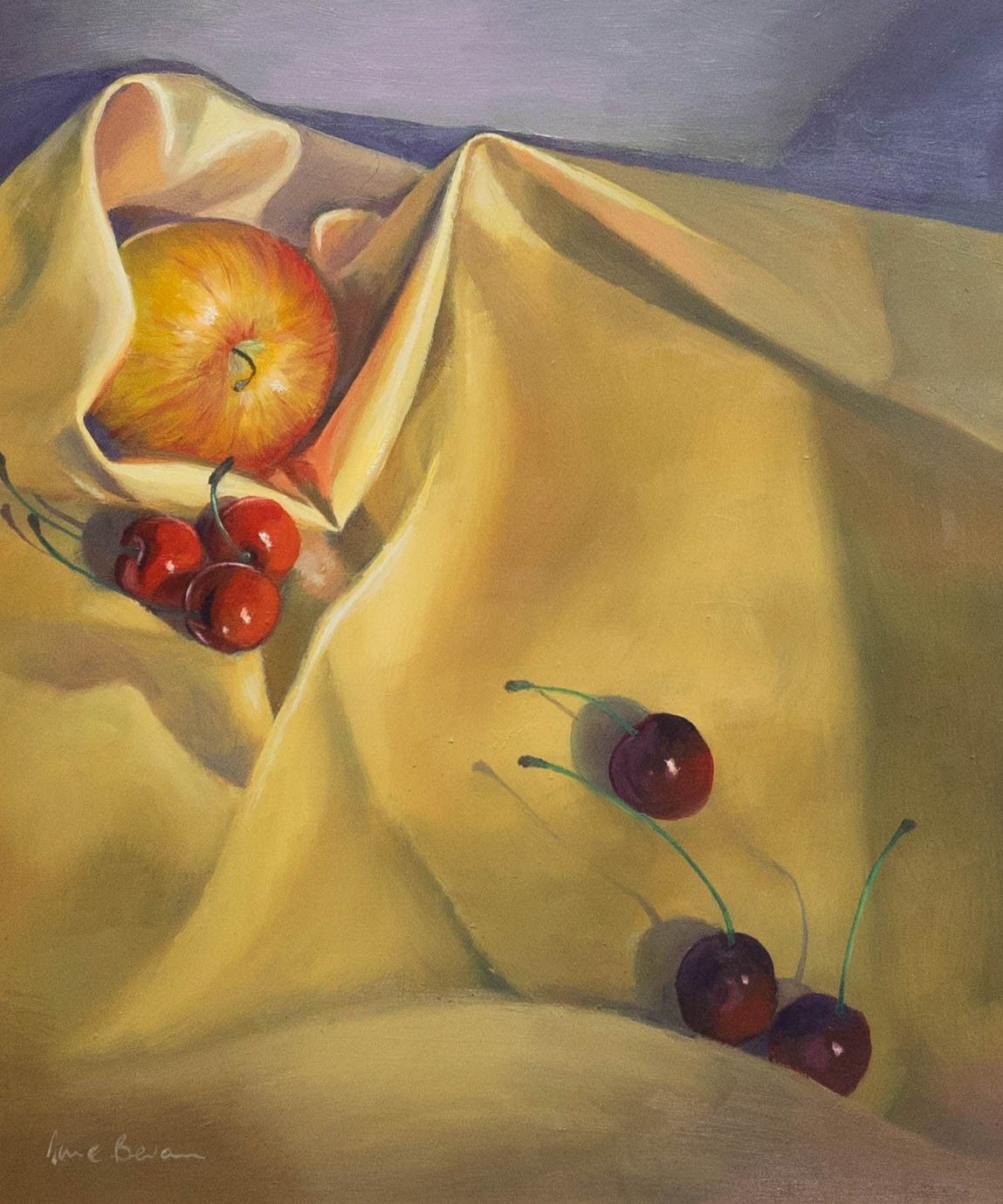 June Bevan (B.1927) 20th Century Oil, Royal Gala With Six Cherries photo furniture