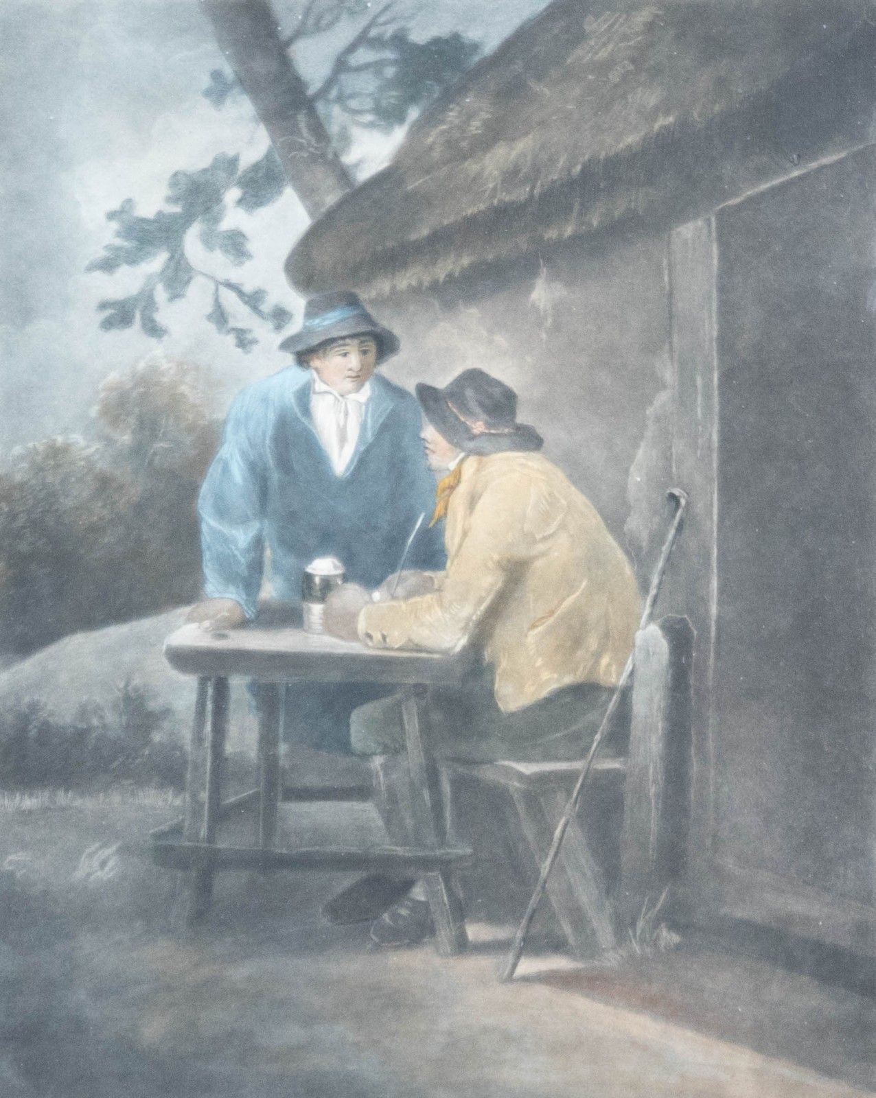 R.S. Syer After George Morland Mezzotint, Outside The Ale House Door photo furniture