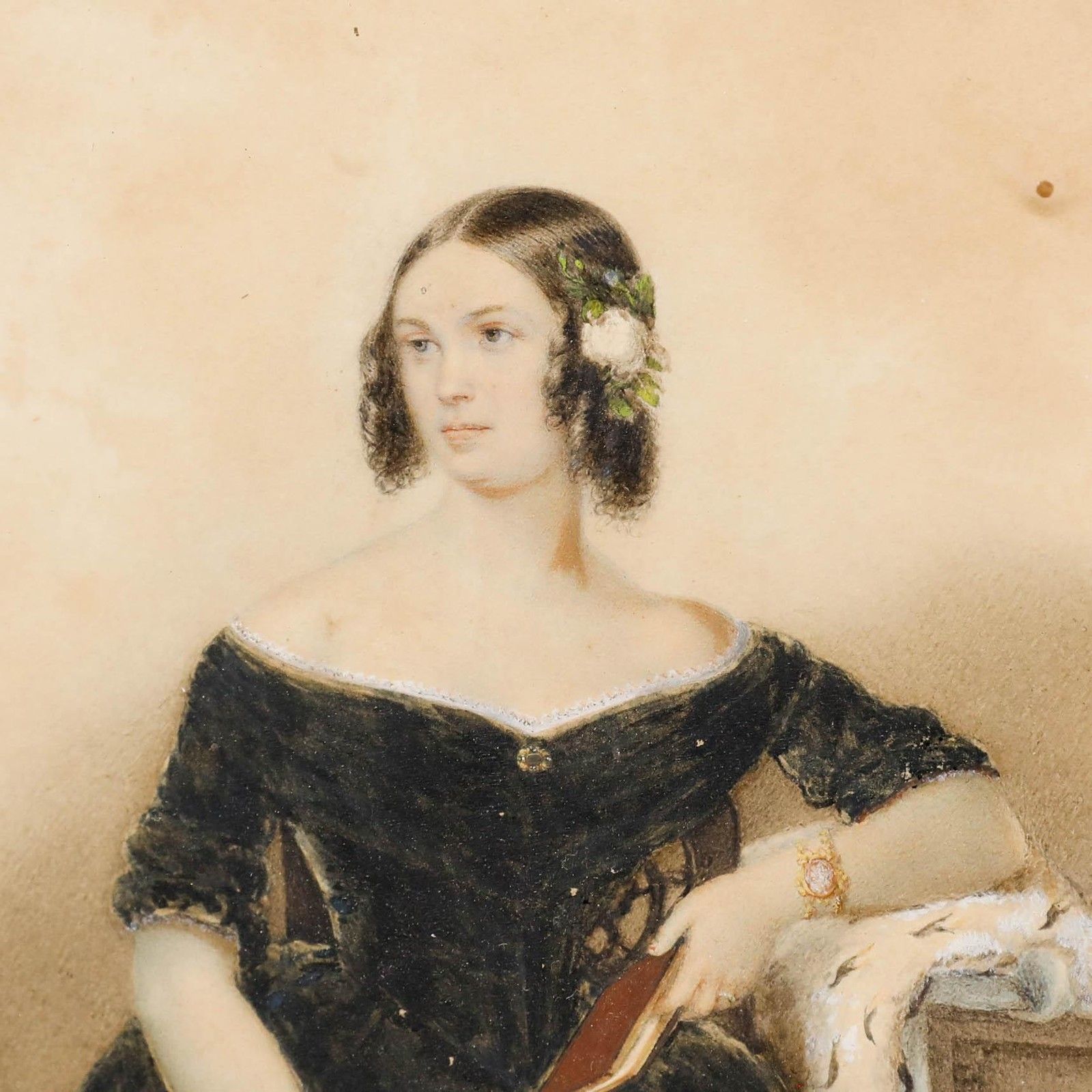 1844 Watercolour Portrait Of A Lady photo Art