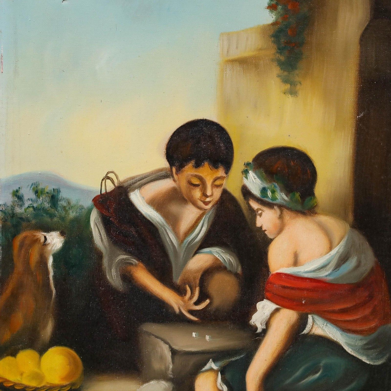 After Bartolome Esteban Murillo Early 20th Century Oil, Playing Dice photo Art