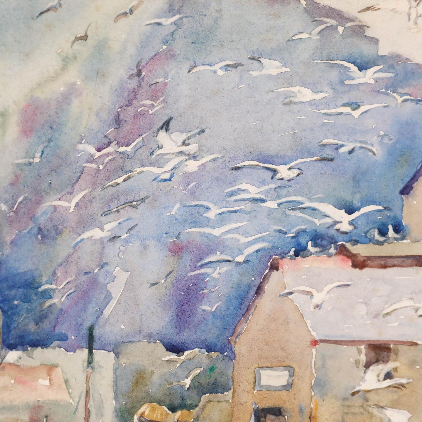 J. Morley Early 20th Century Watercolour, Seagulls At The Harbour photo 175.0
