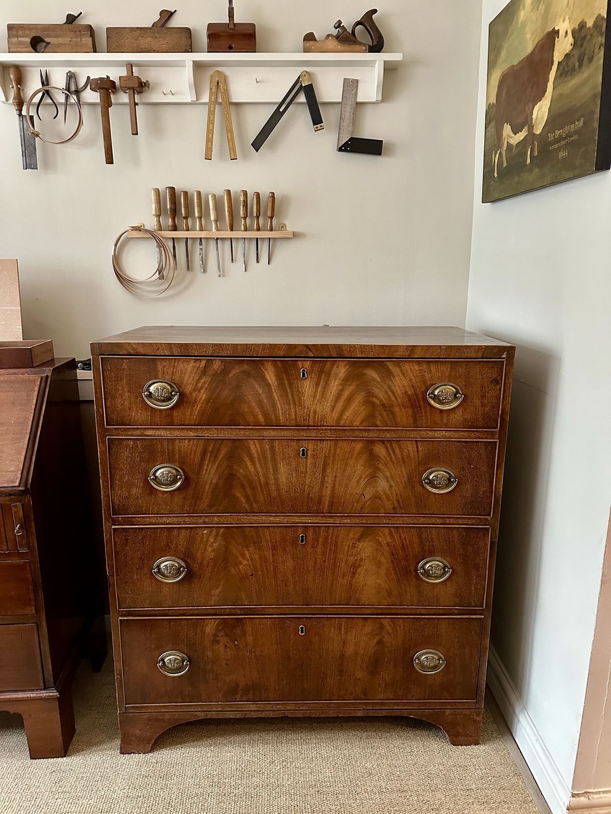 Compact Georgian Mahogany Chest Of Drawers – Two Part Construction