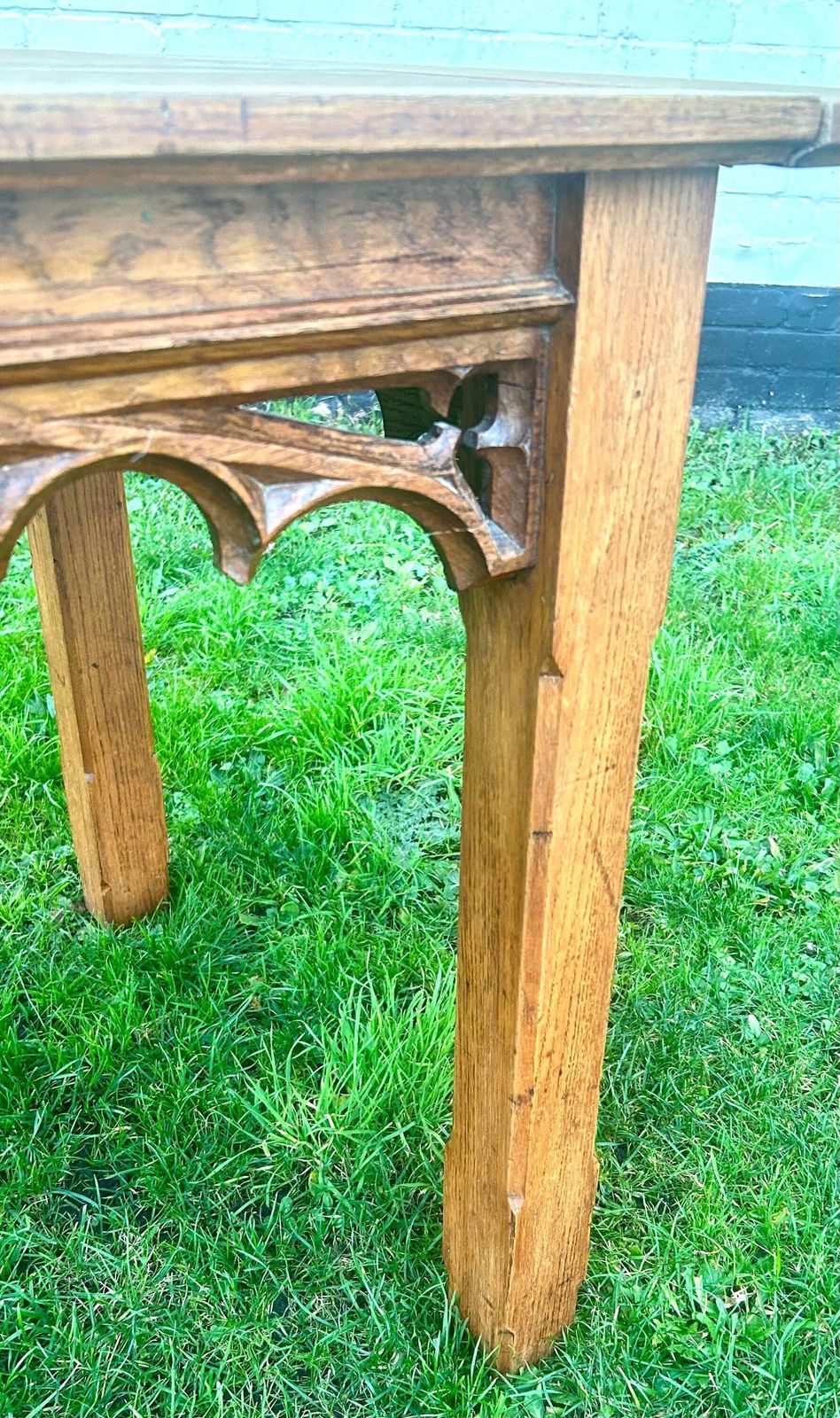 Victorian Oak Vestry Table Vintage Rustic Industrial Desk Office Wooden Old Wooden Side Antique Kitchen Arts And Crafts Dining Console photo buy
