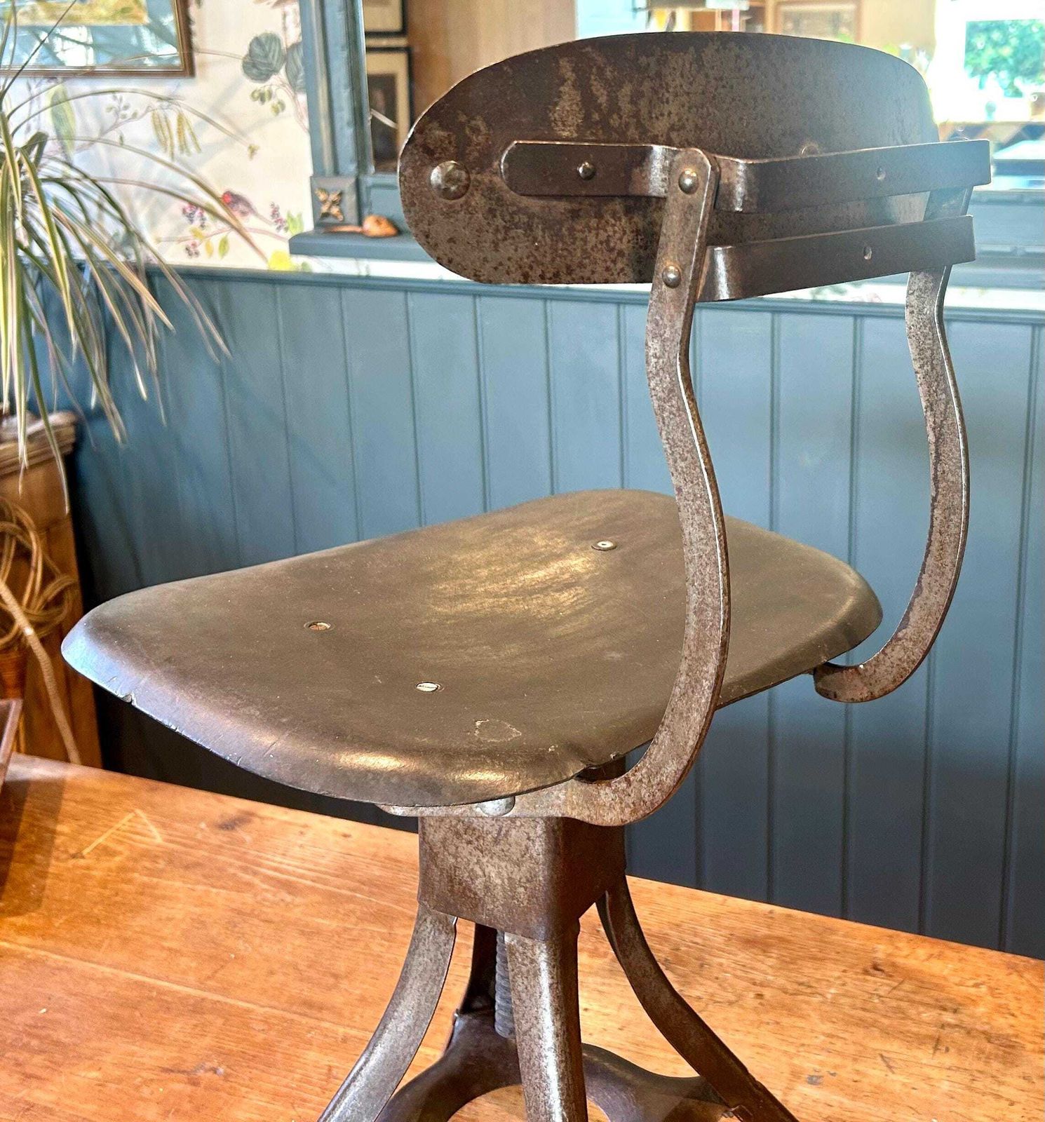 1940s Evertaut Industrial Office Desk Chair Vintage Antique Retro Metal Wooden Kitchen Factory Machinsts photo 200.0