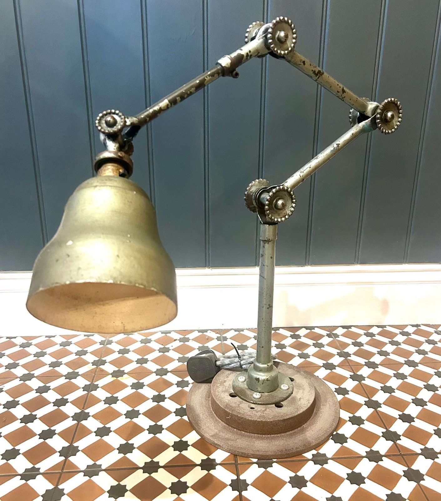 Dugdills Daisy Cog Wheel Industrial Desk Vintage Lamp Light Factory Retro Antique Lighting Office photo for sale