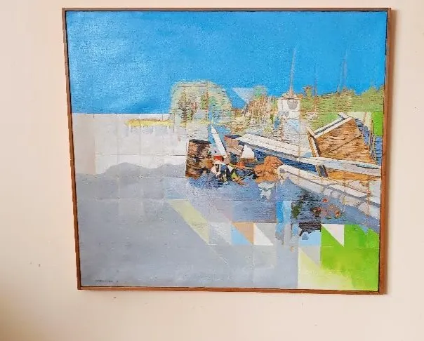 Large Abstract Painting Maurizio Bini (1940) Signed And Dated 1972