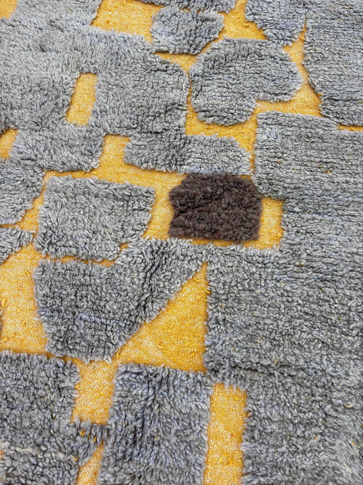 Moroccan Mrirt Rug 190x300 Cm | Handmade Wool Area Rug | Yellow And Gray Abstract Design | Luxury Berber Rug | Free Worldwide Shipping photo vintage