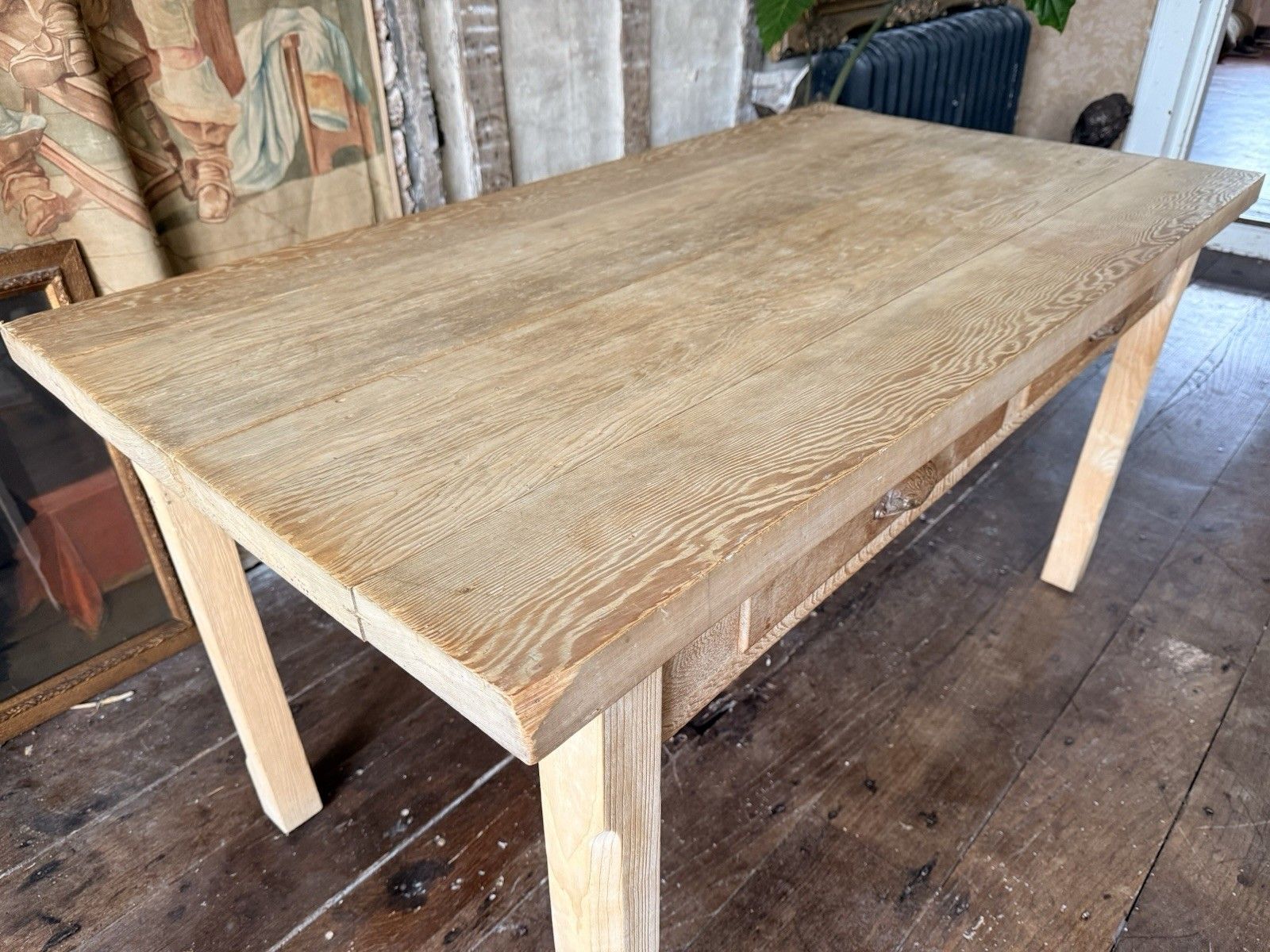 Reclaimed Vintage Rustic Oak Plank Farmhouse Vernacular Desk Kitchen Table photo buy