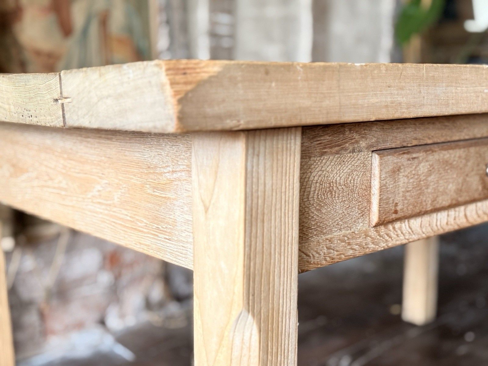 Furniture Reclaimed Vintage Rustic Oak Plank Farmhouse Vernacular Desk Kitchen Table photo