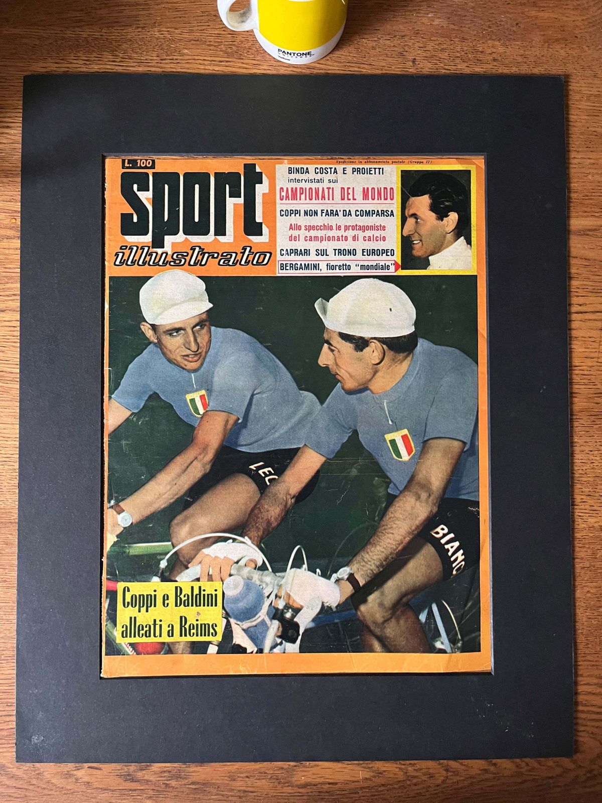 Vintage Cycling Print   Fausto Coppi Ercole Baldini 1957 Trofeo Baracchi photo for sale