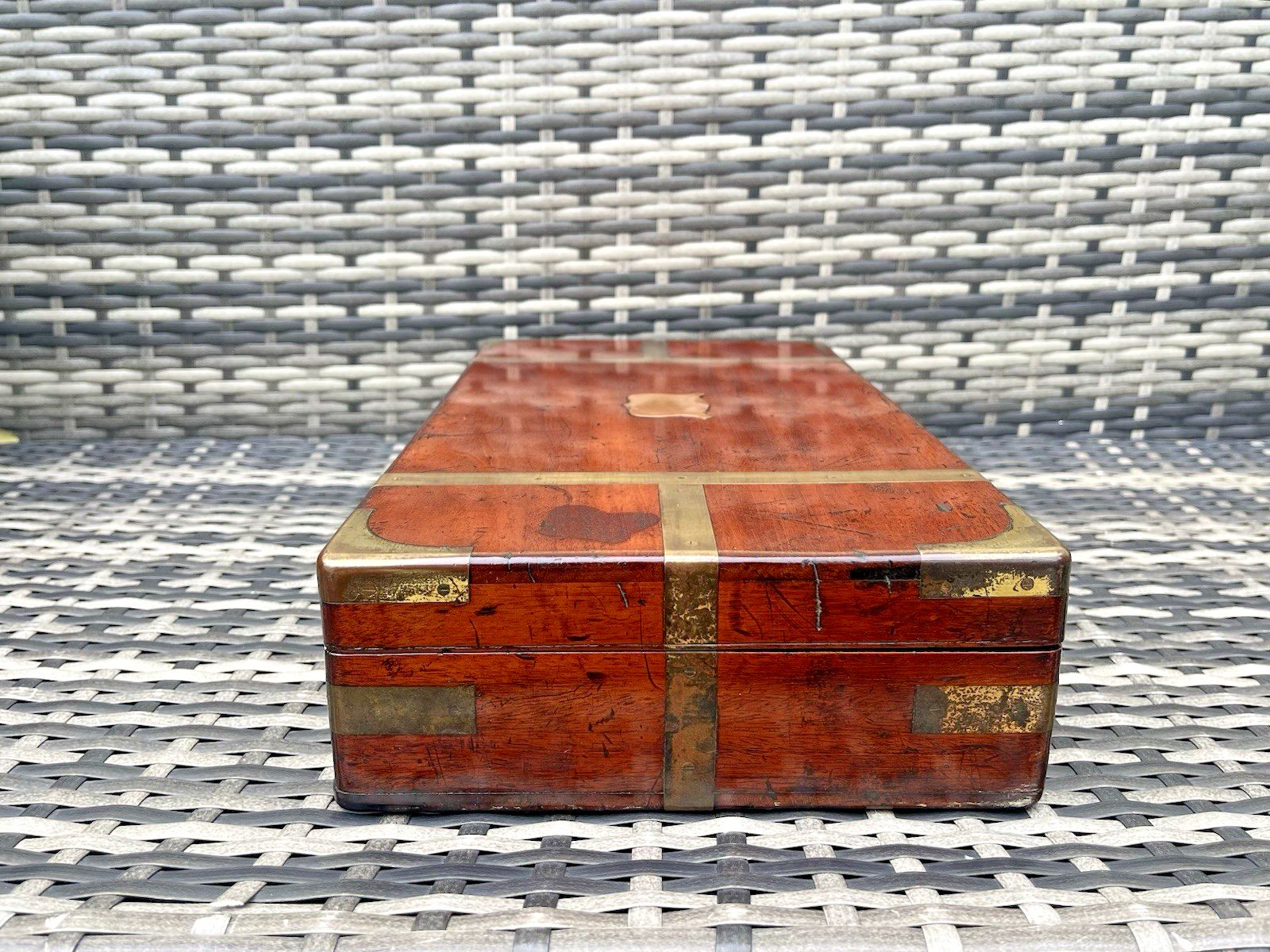 photo for sale Large Antique Campaign Style Rosewood Brass Bound Coroners Wooden Tool Desk Box