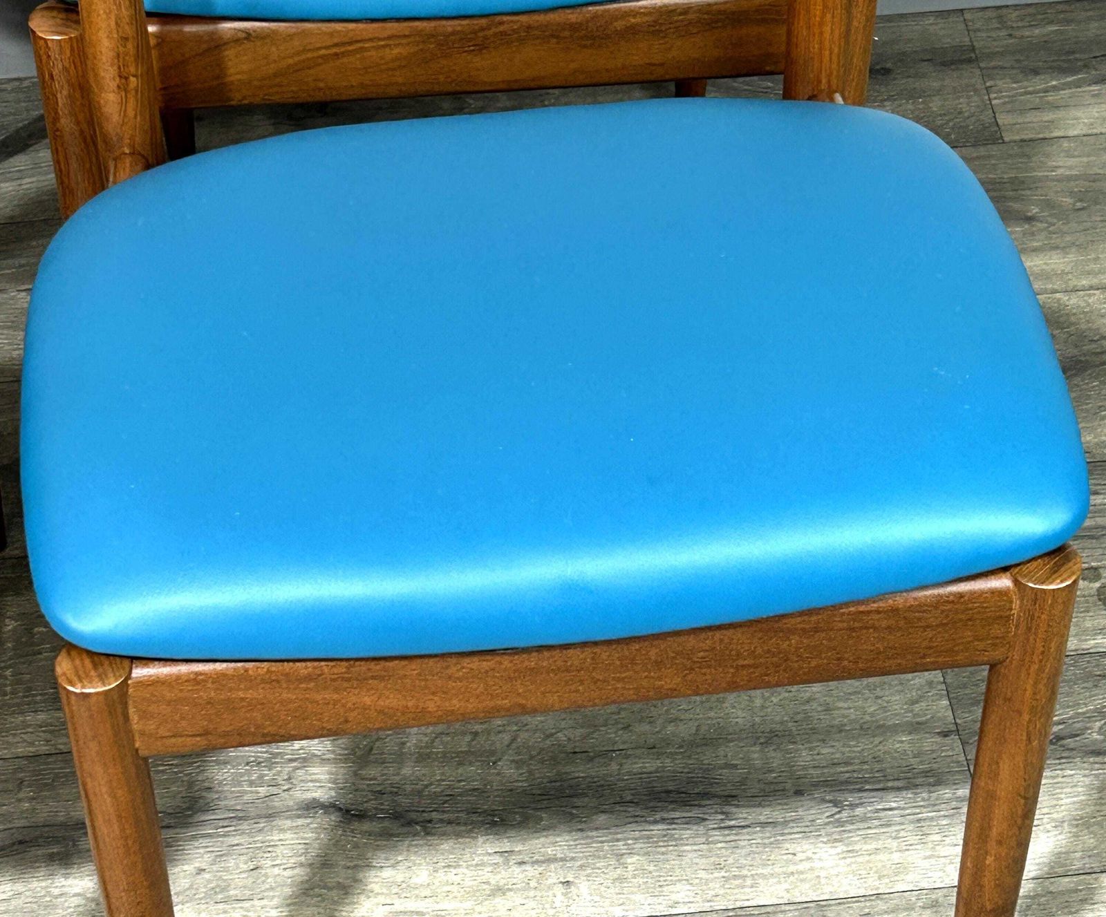 4 Refinished/Reupholstered Mid Century Dining Chairs Ib Kofod Larsen G Plan 60s photo for sale
