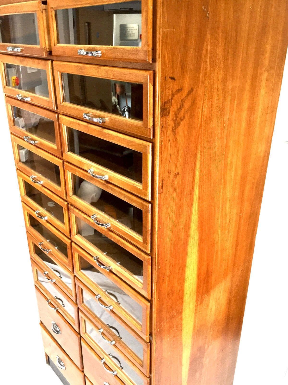 Antique Haberdashery Shop Display Cabinet / Glazed Fronted Drawers / Large C1950 photo 1799.0
