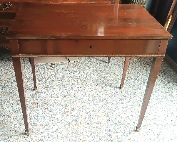Antique Desk Table Sliding Top Mahogany Louis XVI photo furniture