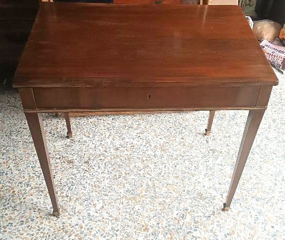 Antique Desk Table Sliding Top Mahogany Louis XVI photo Furniture
