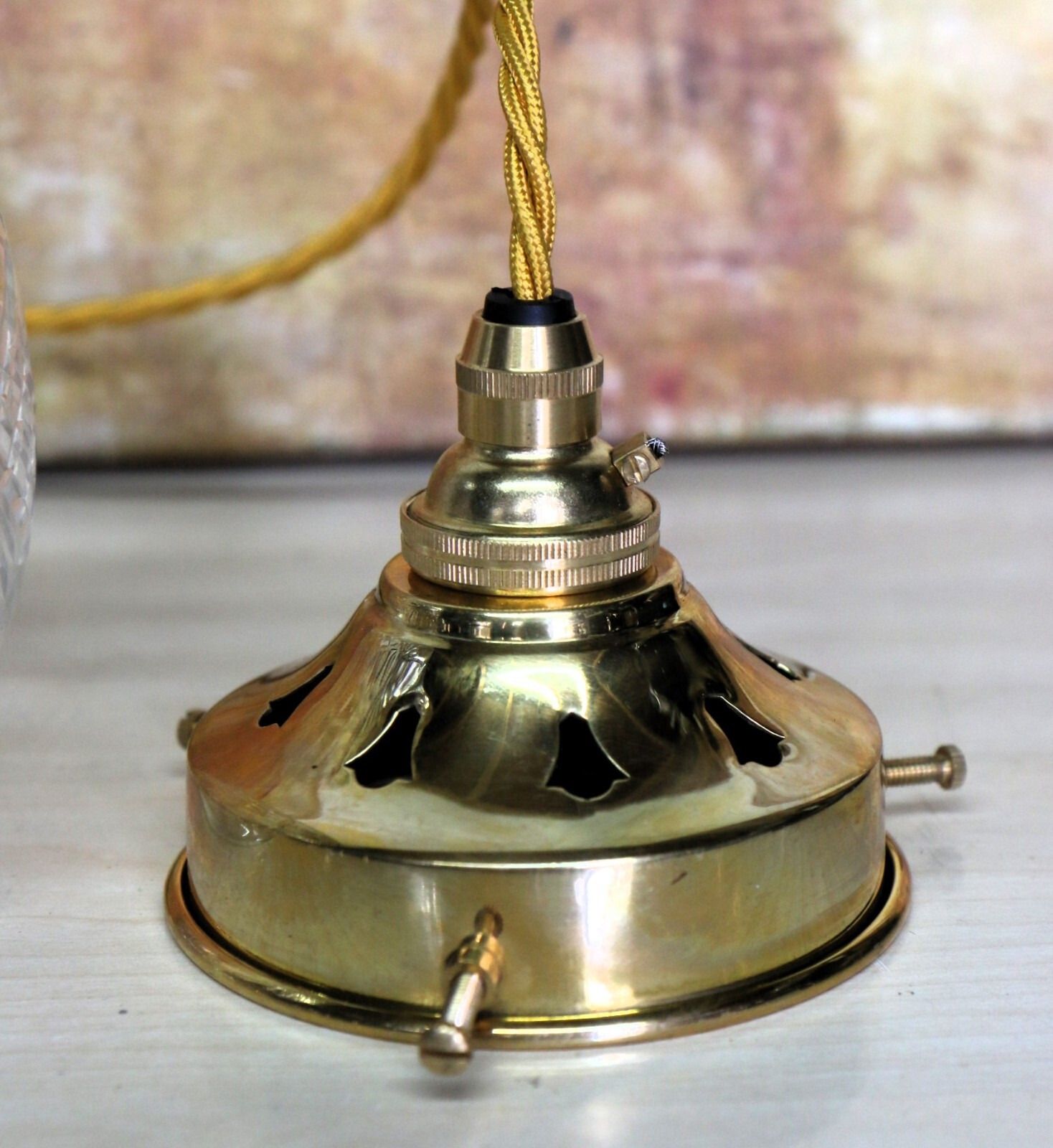 Ceiling Light Antique Cut Glass Pendant Shade Acorn Multi Cut Rewired & Refitted photo vinterior