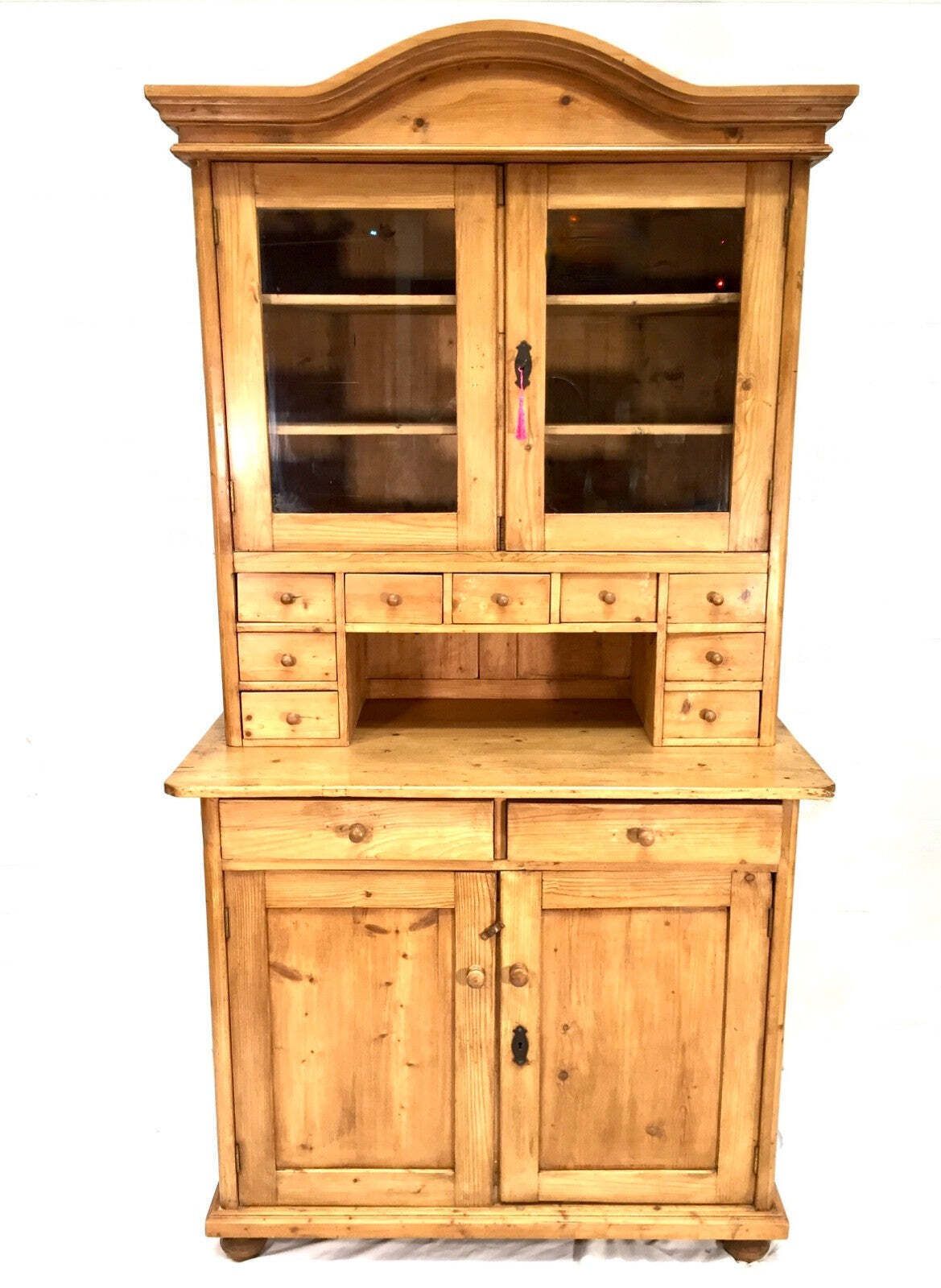 Antique Victorian Large Pine Kitchen Dresser Spice Cabinet Drawers / Cupboard photo furniture