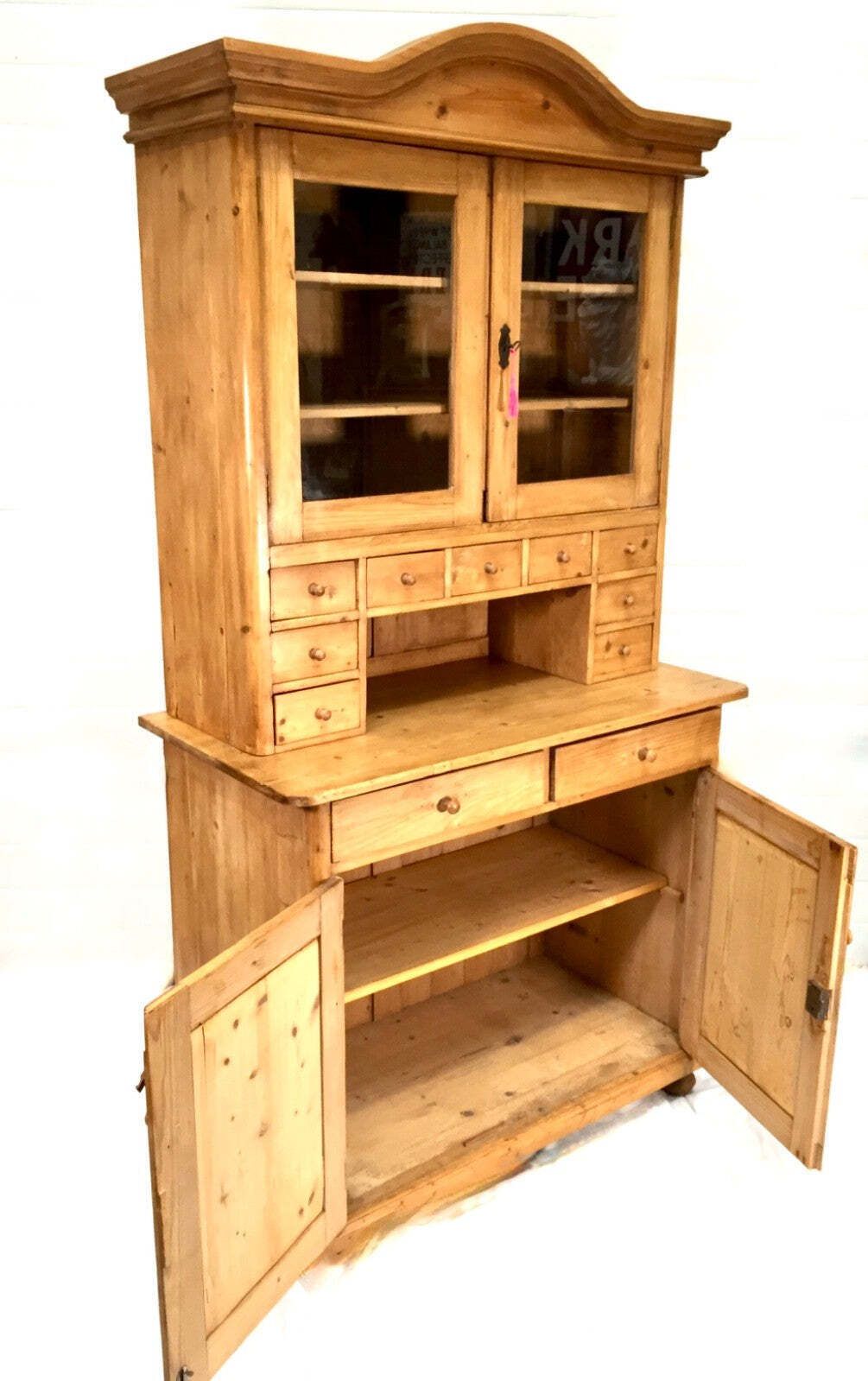 Antique Victorian Large Pine Kitchen Dresser Spice Cabinet Drawers / Cupboard photo 949.0