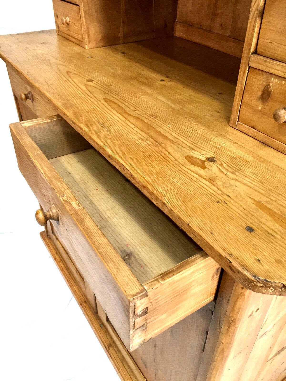 Antique Victorian Large Pine Kitchen Dresser Spice Cabinet Drawers / Cupboard photo vintage