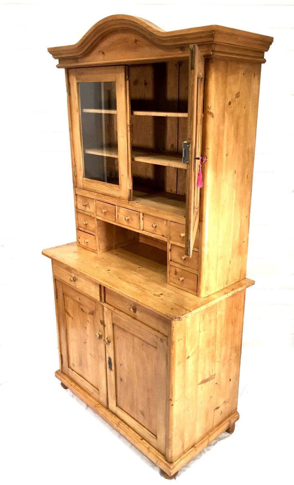 photo furniture Antique Victorian Large Pine Kitchen Dresser Spice Cabinet Drawers / Cupboard