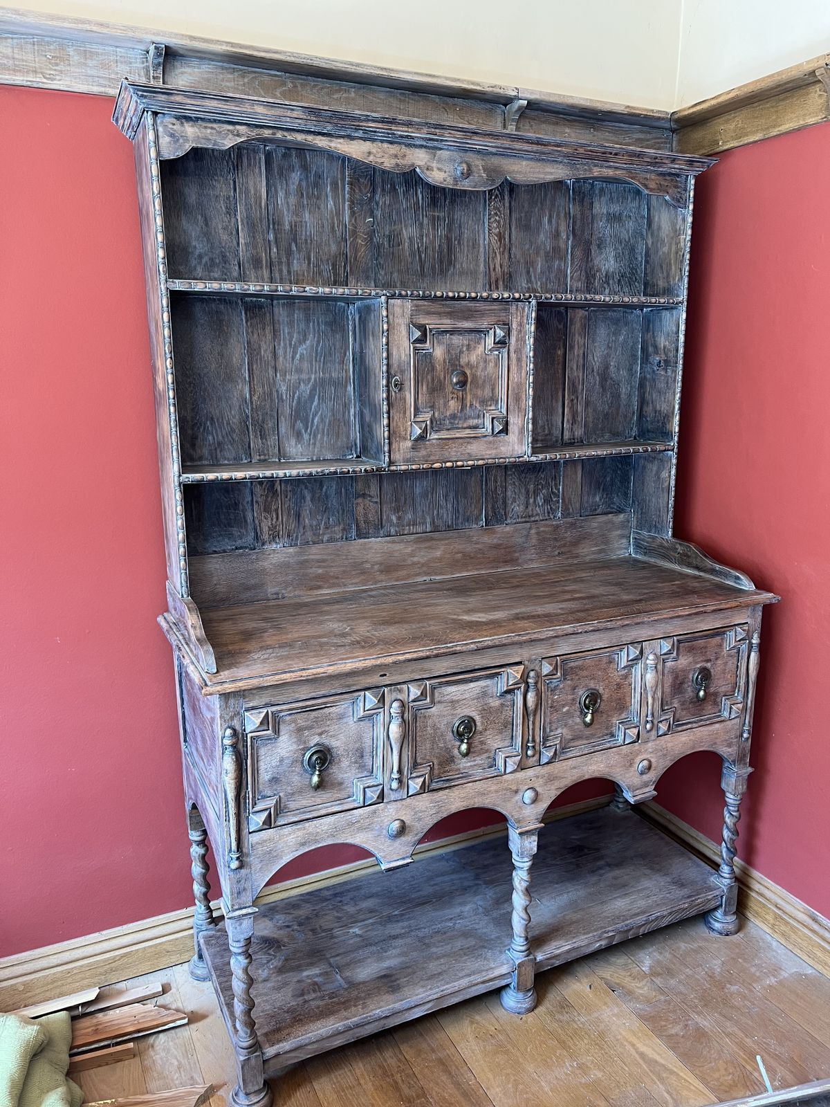 19th Century Dresser Base With Two Cupboards And A Upstanding Plate Rack