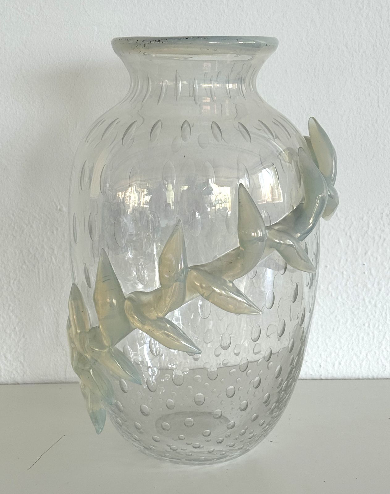 Italian Murano Glass Vase With Air Bubbles And Glass Garland photo 1250.0