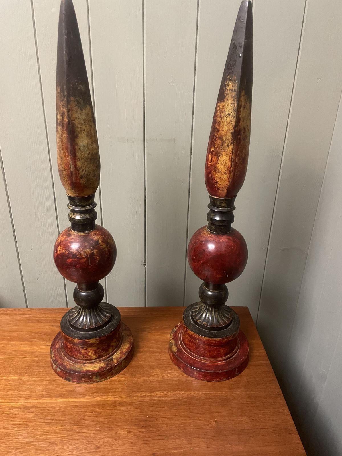 Antique 1920s Italian Cold Painted Bronze Patinated Decorative Obelisks photo for sale