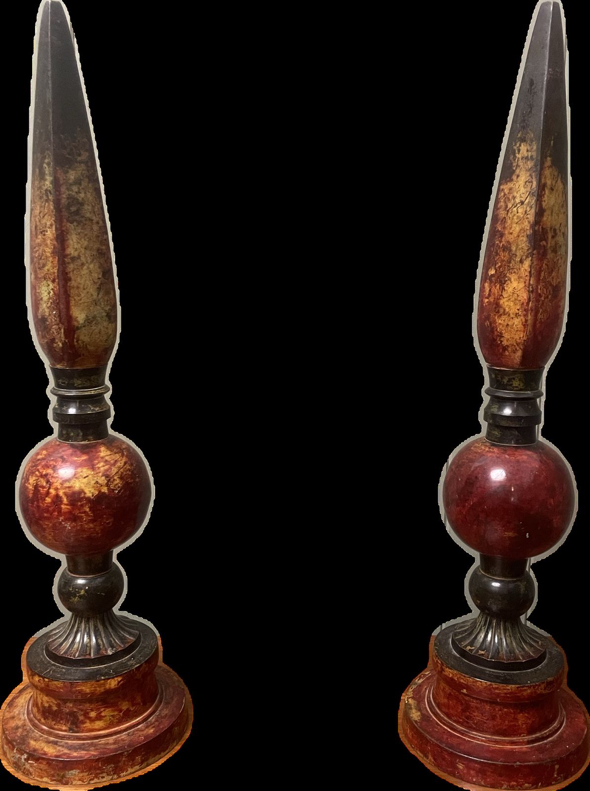 Antique 1920s Italian Cold Painted Bronze Patinated Decorative Obelisks photo vintage