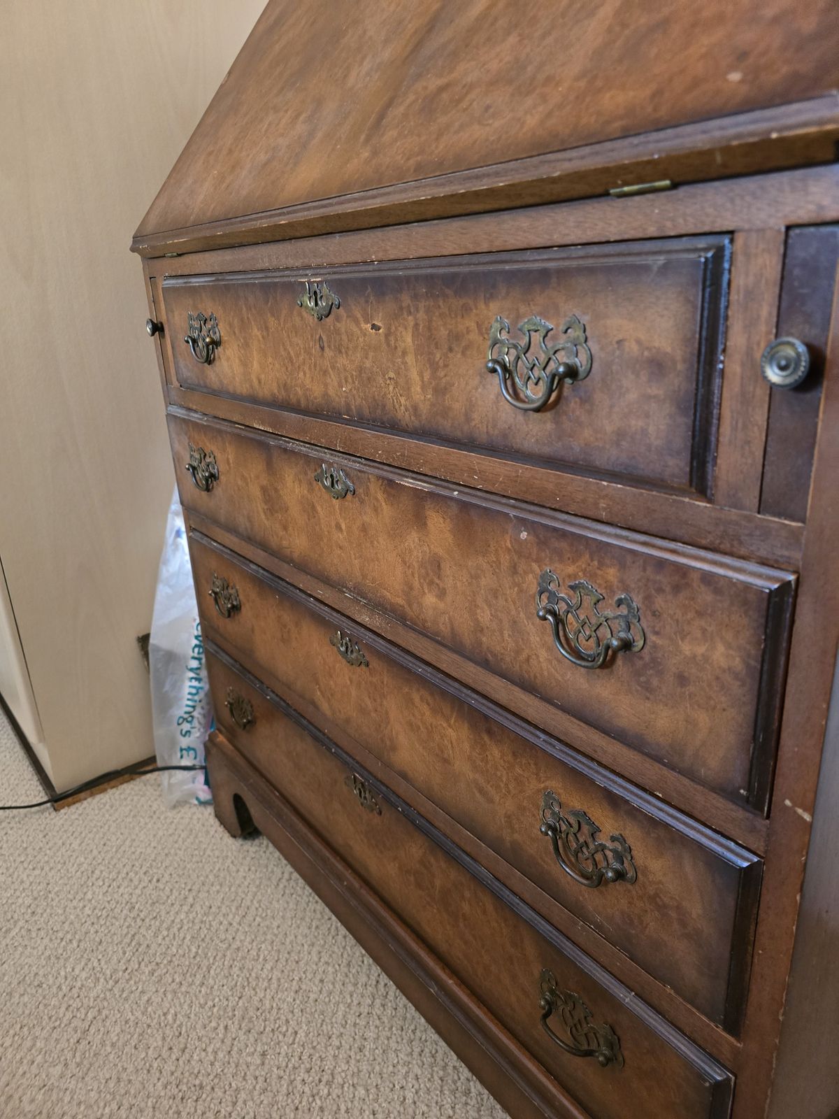 Antique Burr Walnut Writing Bureau From Cameo Furniture photo Furniture
