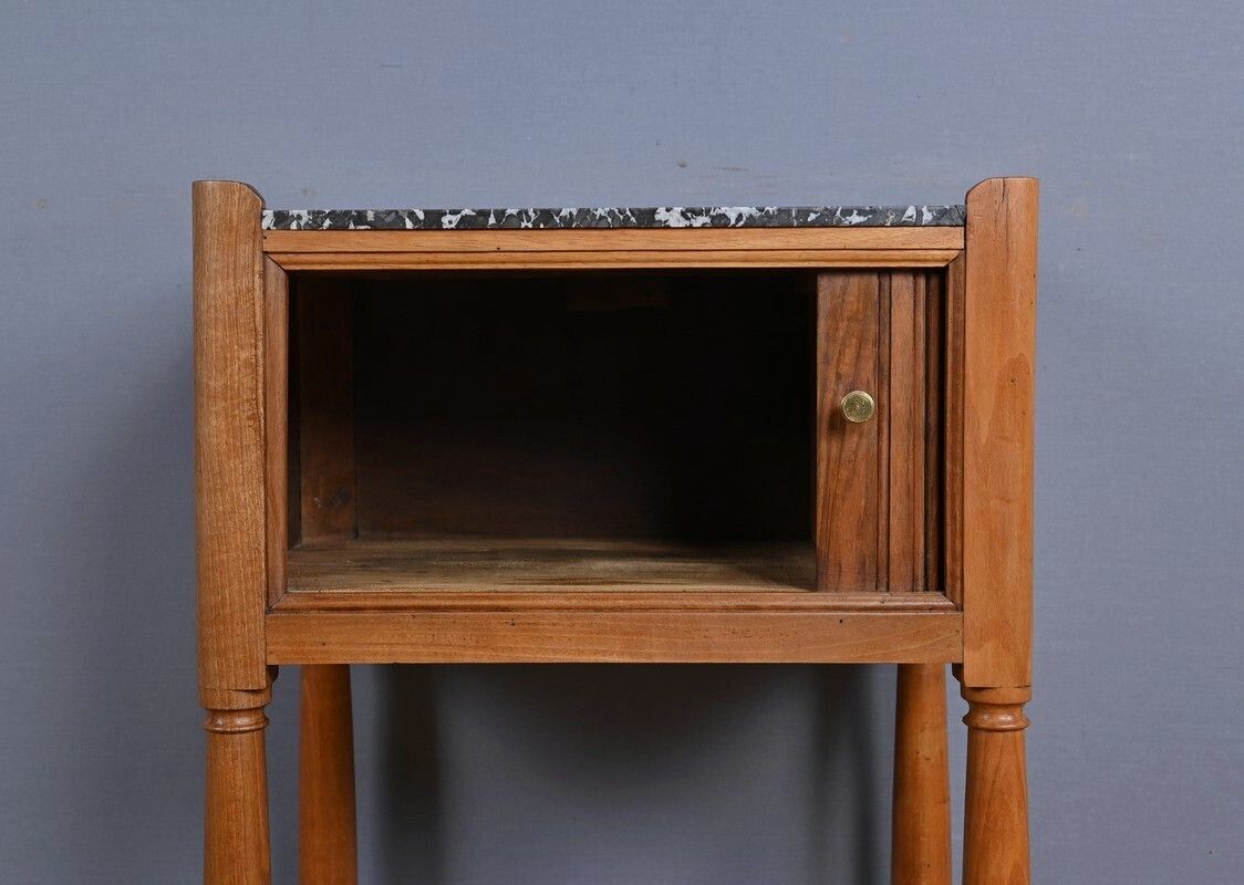 photo buy Walnut Bedside Table With Curtain, Louis XVI Style – Mid 19th Century