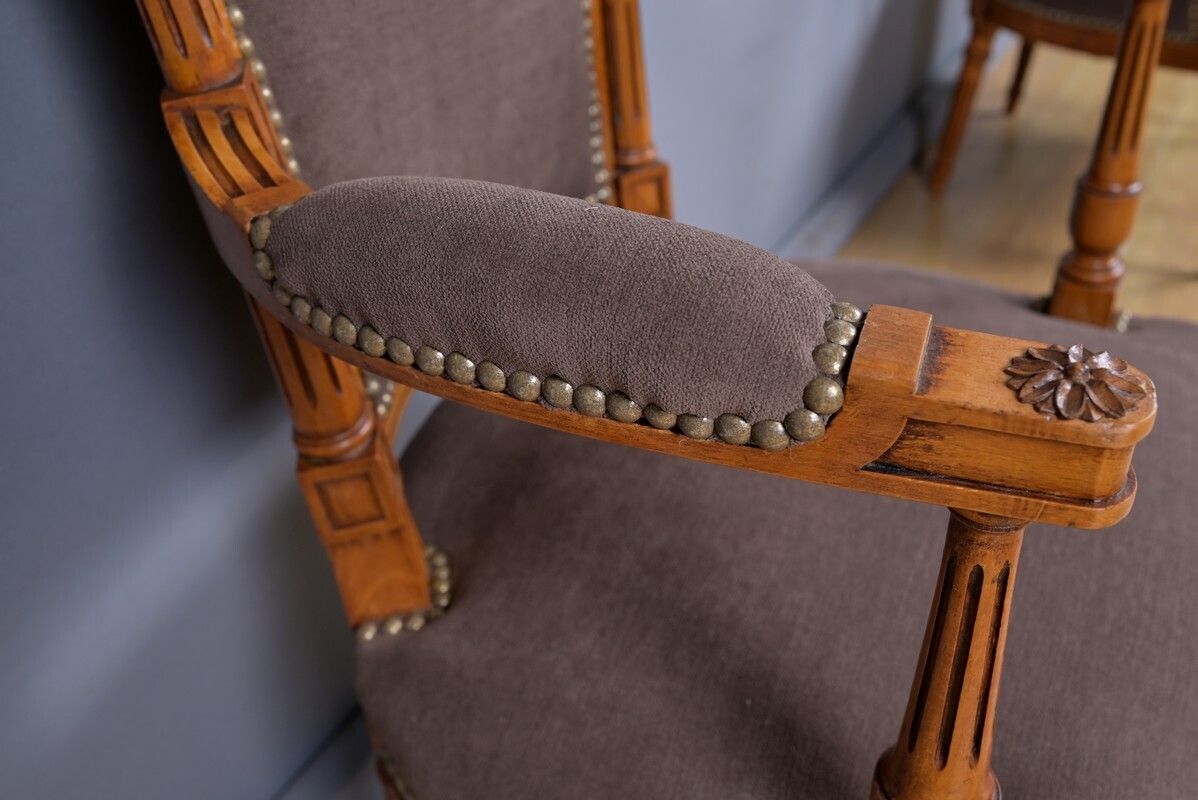 1850.0 Pair Of Stained Beech Armchairs, Louis XVI Style – 1950 photo