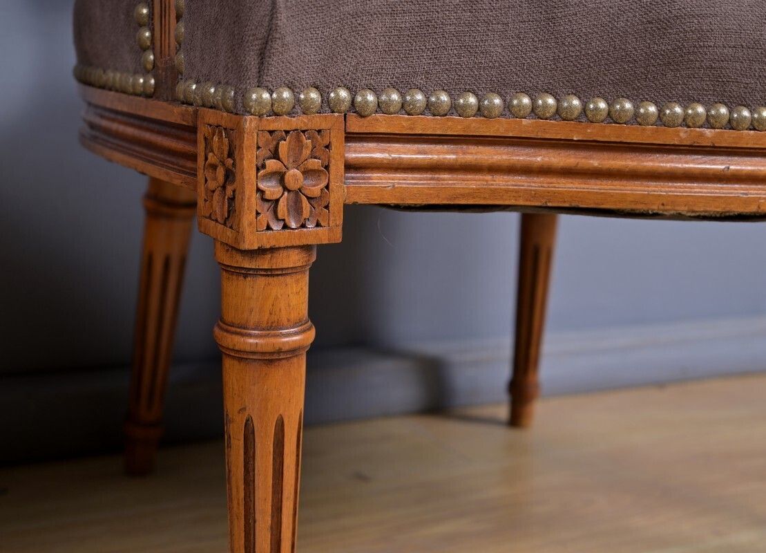 photo vintage Pair Of Stained Beech Armchairs, Louis XVI Style – 1950