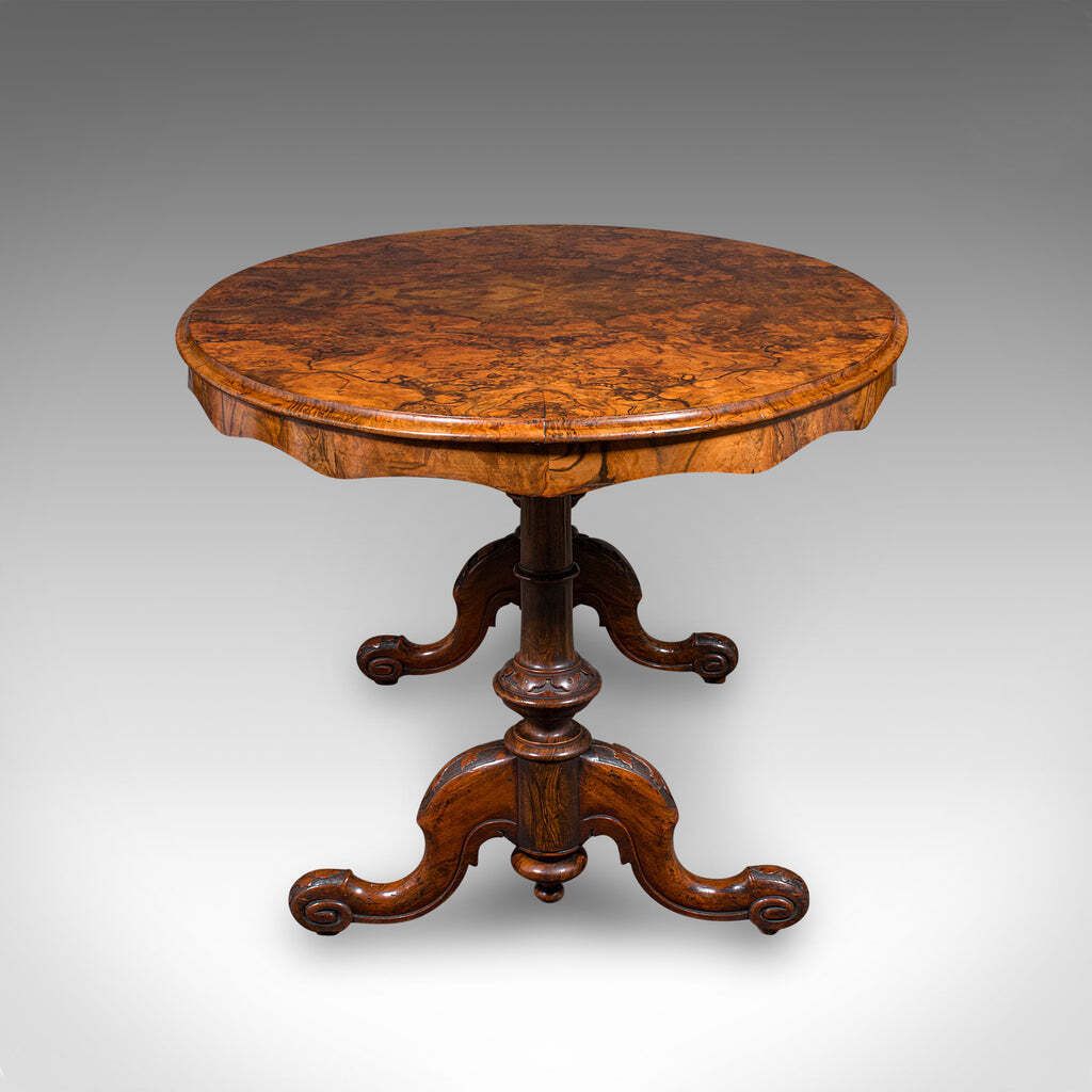 Antique Display Table, English, Burr Walnut, 4 Seat, Oval, Centre, Victorian photo 2909.0