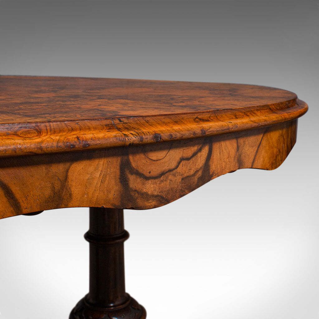 photo for sale Antique Display Table, English, Burr Walnut, 4 Seat, Oval, Centre, Victorian