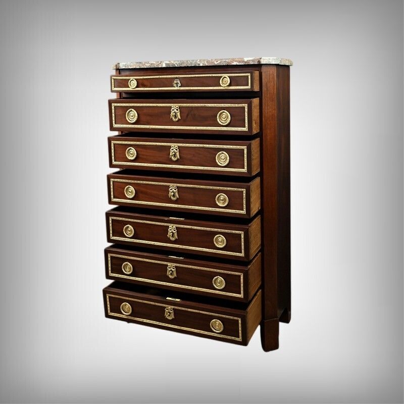 Mahogany Veneer Chest Of Drawers, Louis XVI Period – Late 18th Century photo furniture