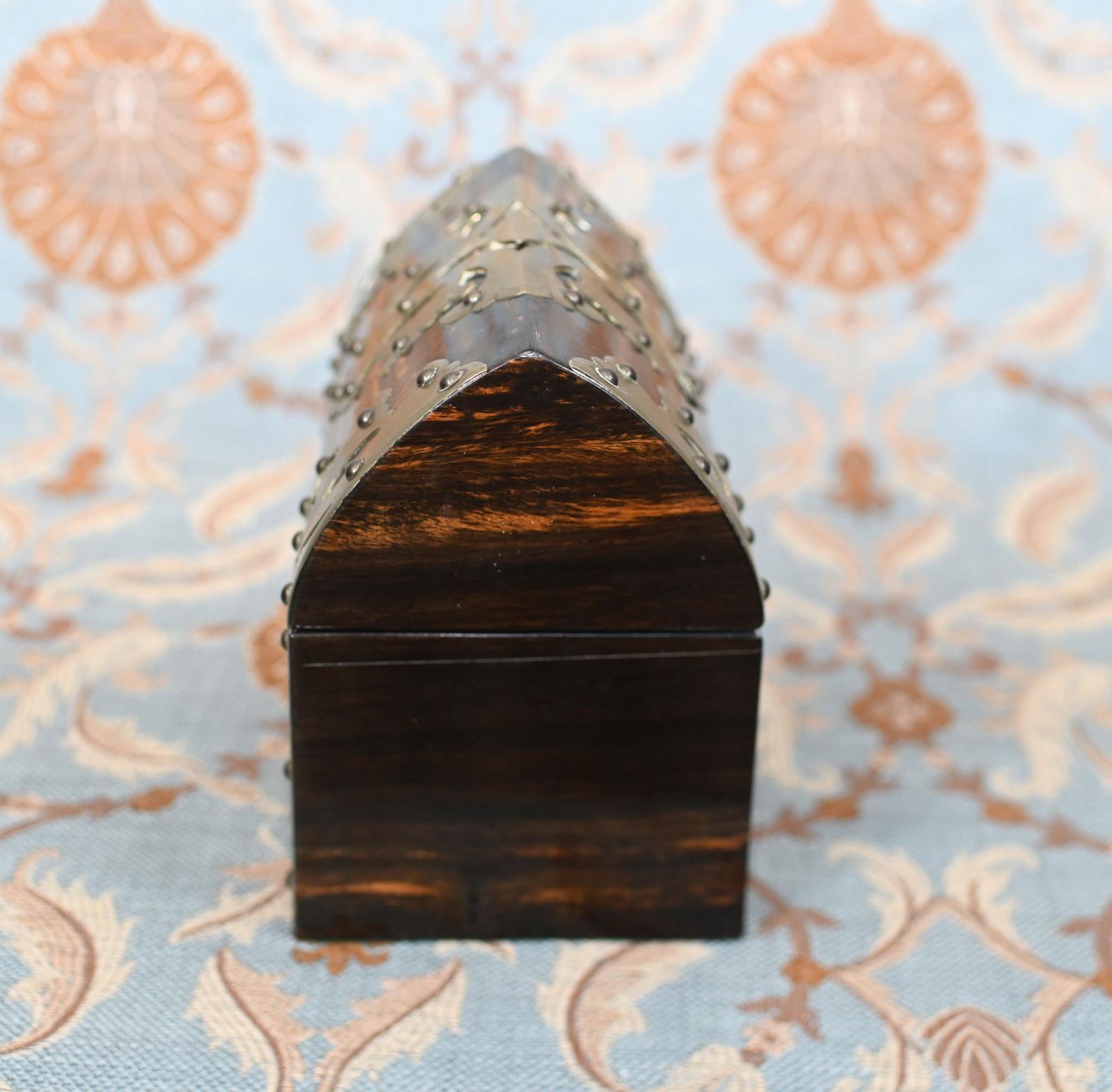 Victorian Stationary Box Cormandel Brass Letter Casket 1890 photo 875.0