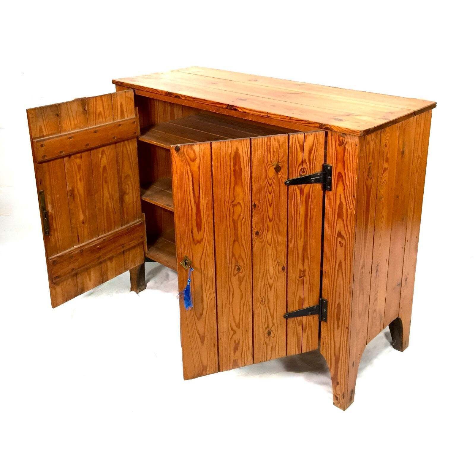 photo vinterior Antique Pine Wood Storage Cupboard Cabinet Side Board / Entrance Hall Tv Stand