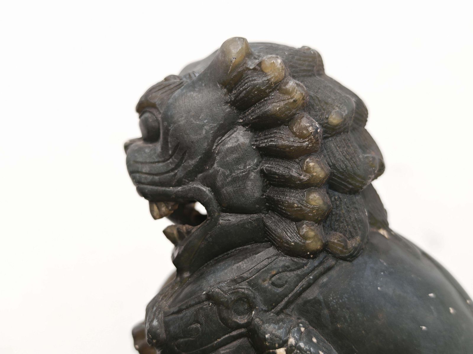 Pair Of Antique Hand Carved Jade Foo Dogs, China 19th Century photo buy