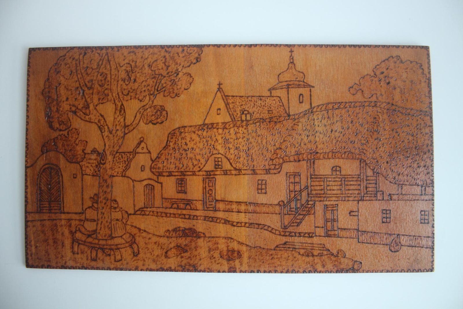 Art Deco Hand Burned Woodblock Print, Pyrography, Circa 1920's. photo furniture