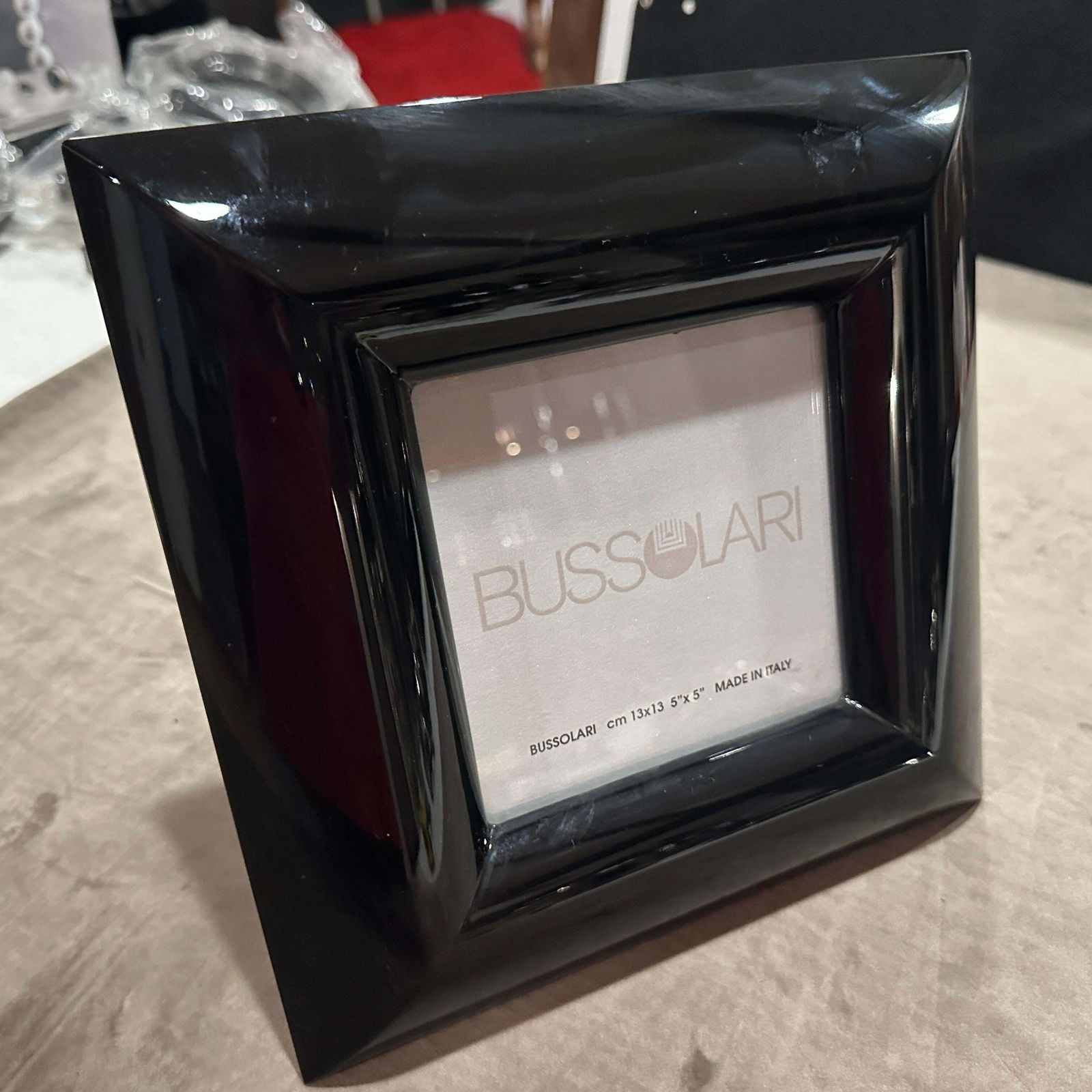 photo for sale 1990s Modern Black Lacquered Wood Italian Square Picture Frame By Bussolari