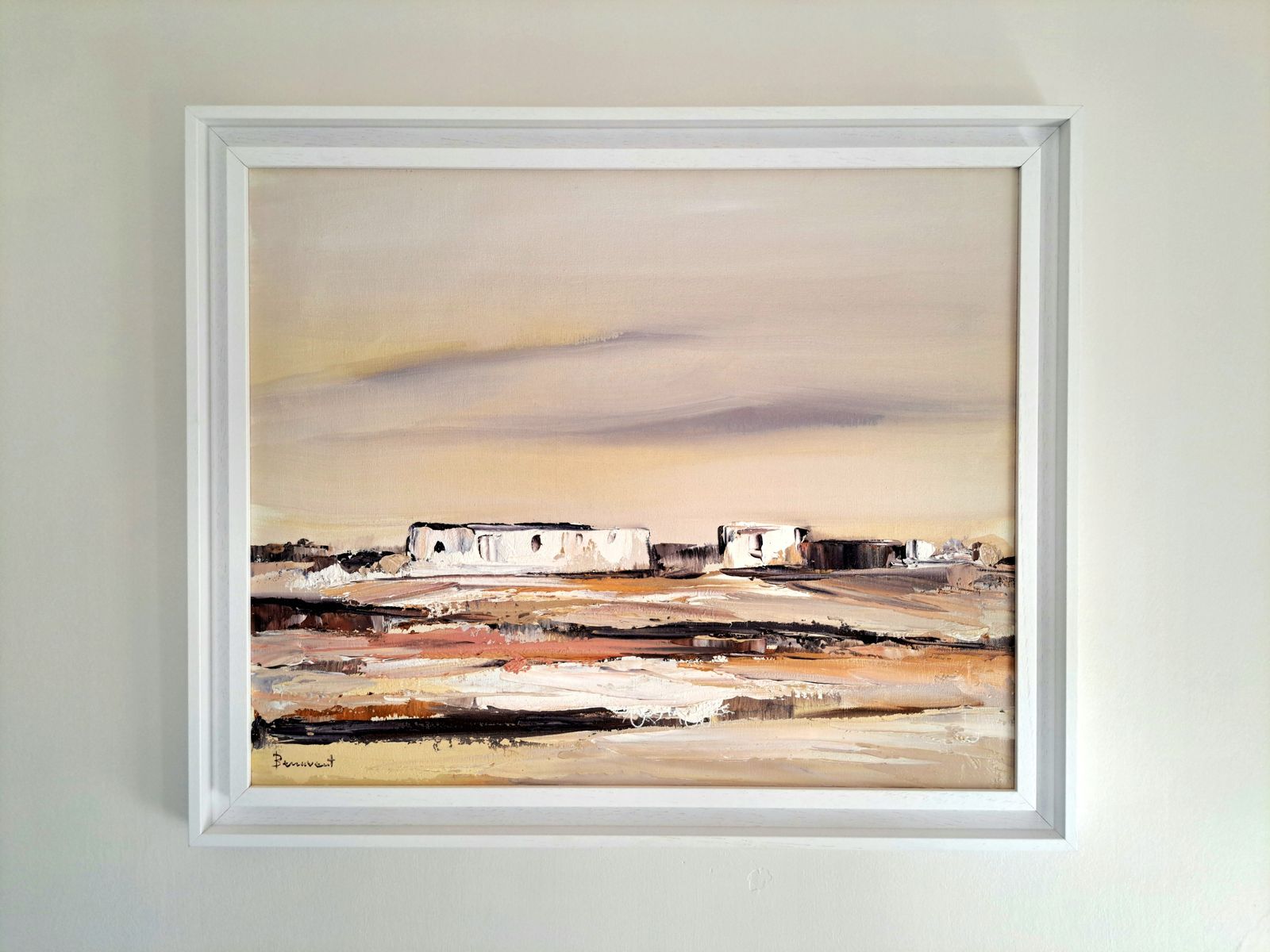 photo furniture Oil Painting Of An Abstract Landscape | Custom Frame | 20th Century