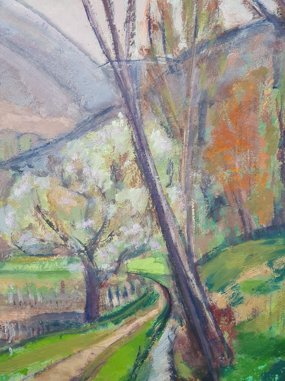 Post Impressionist French Landscape, The Blossom, School Of Cezanne By Jean Perret photo for sale