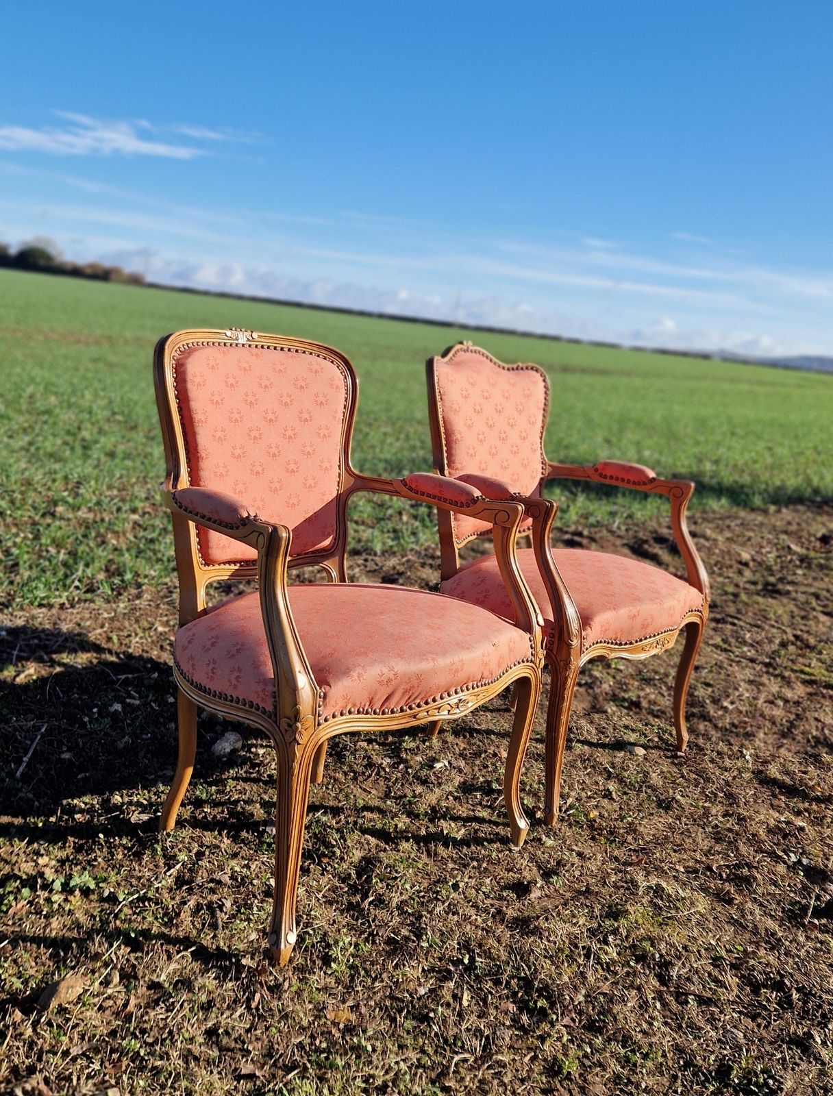 Pair Of Antique Louis XV Style French Armchairs